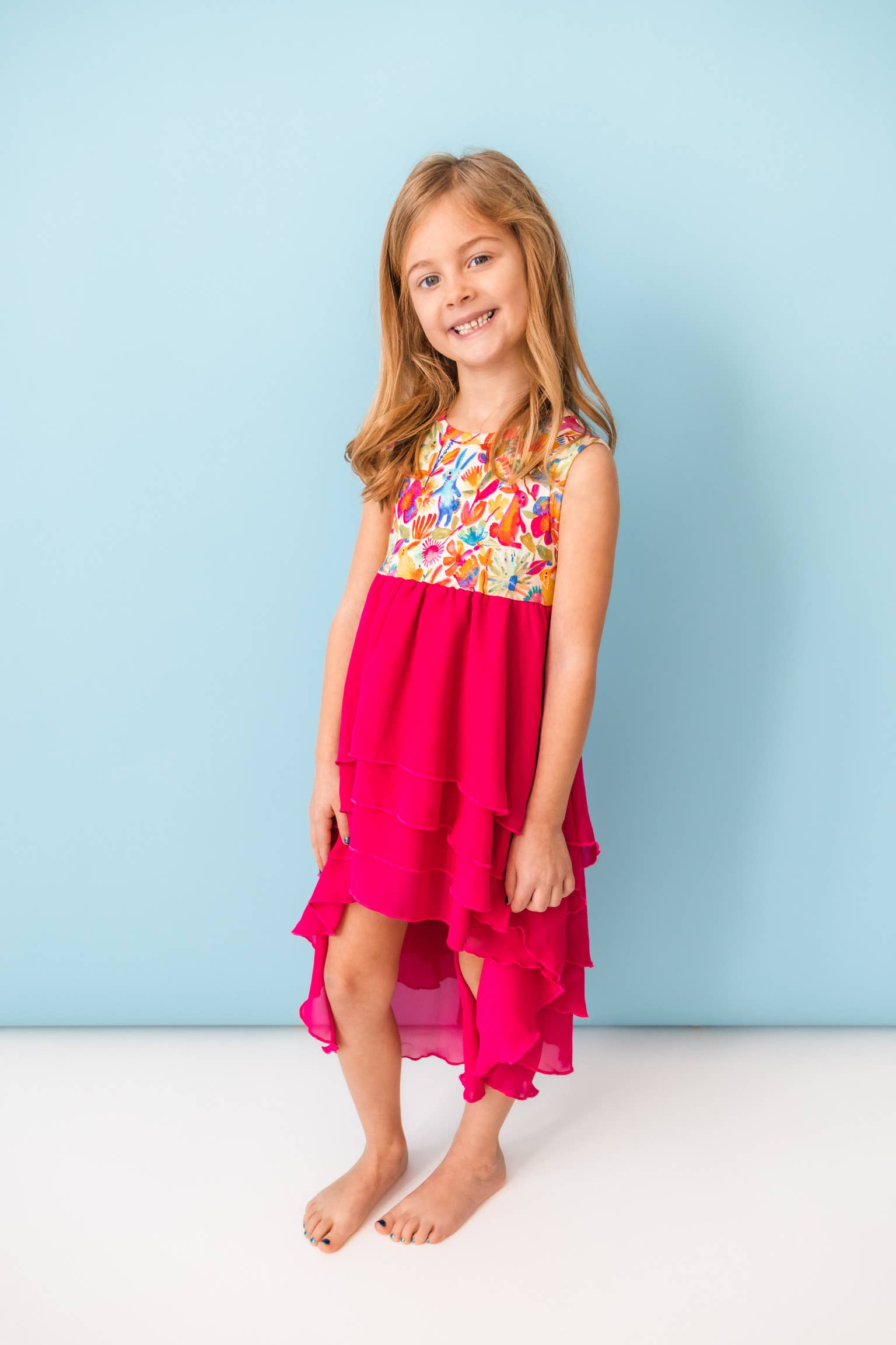 Muse Threads Tiered High-Low Dress - Spring Bunnies
