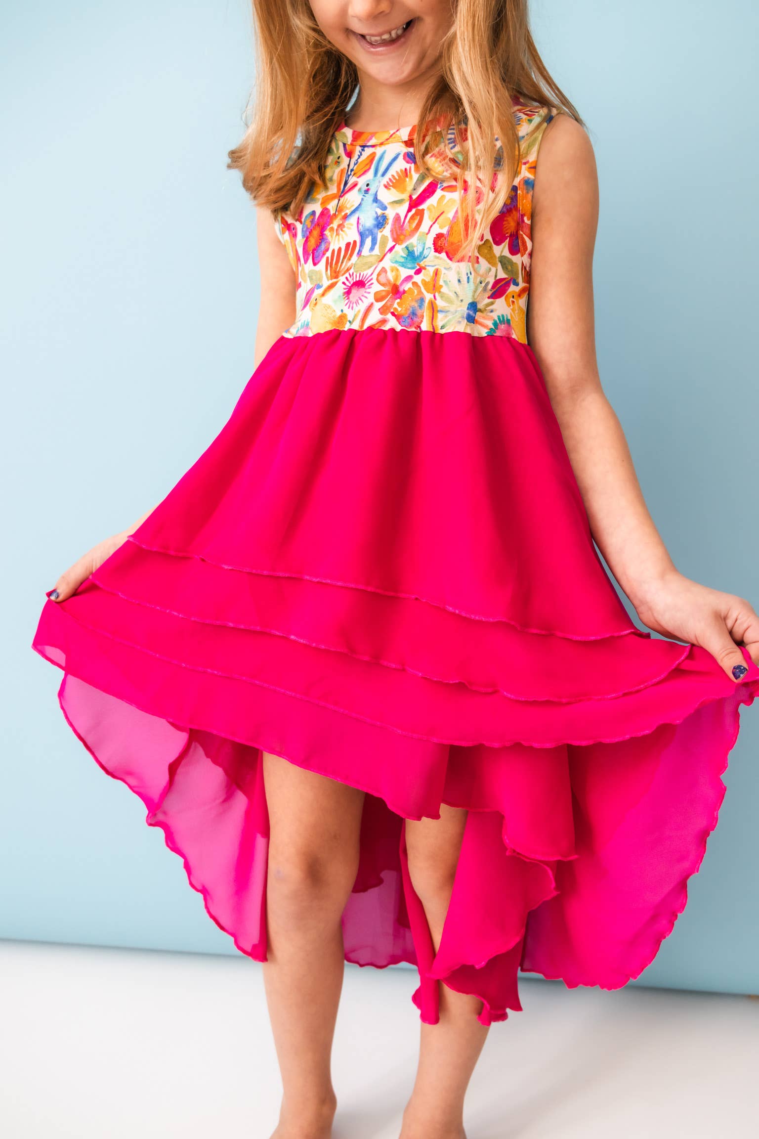 Muse Threads Tiered High-Low Dress - Spring Bunnies