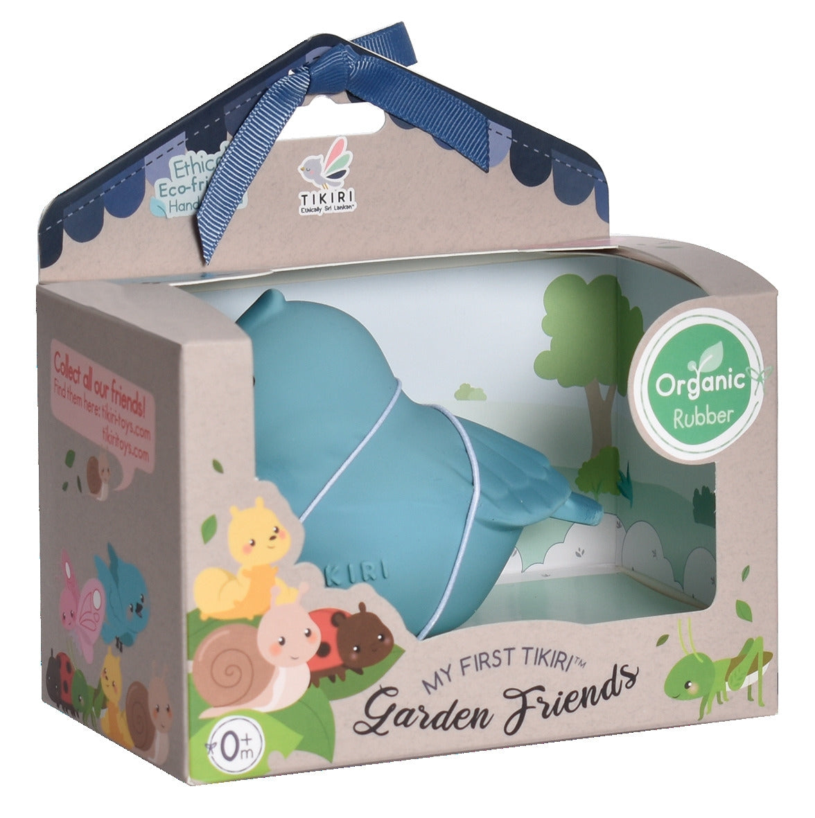 Tikiri Toys - Bird Natural Organic Rubber Teether, Rattle & Bath Toy