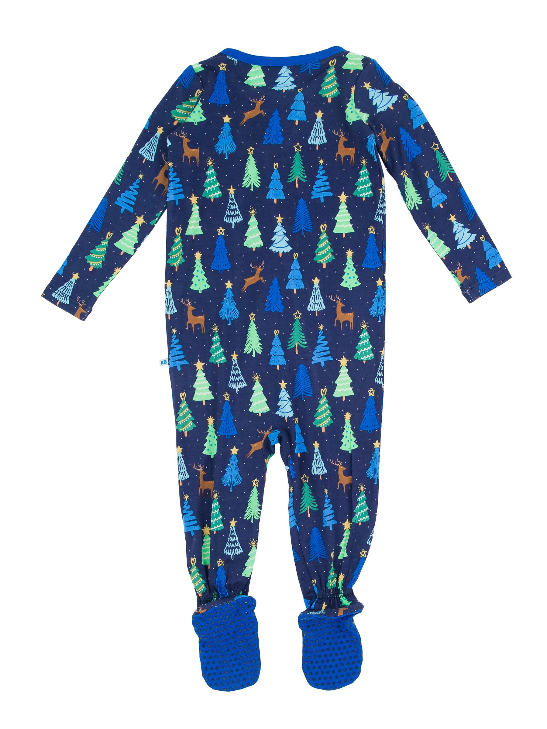 RuggedButts - Merry Blue Pines Bamboo Footed One Piece Pajama