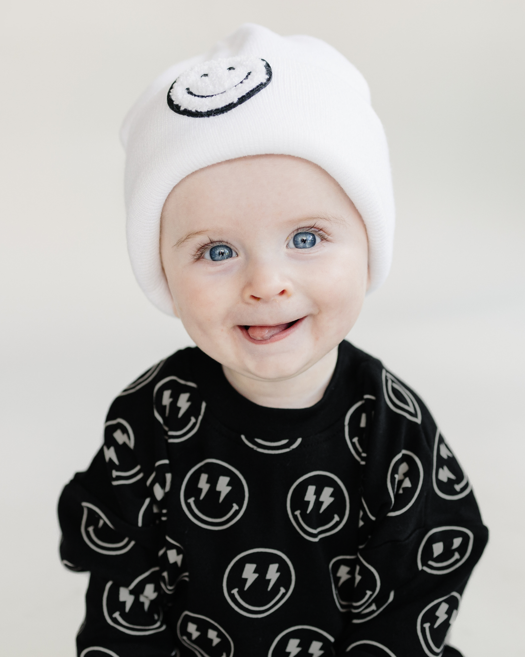 Lucky Panda Kids - Smiley Baby & Kids' Beanie | White