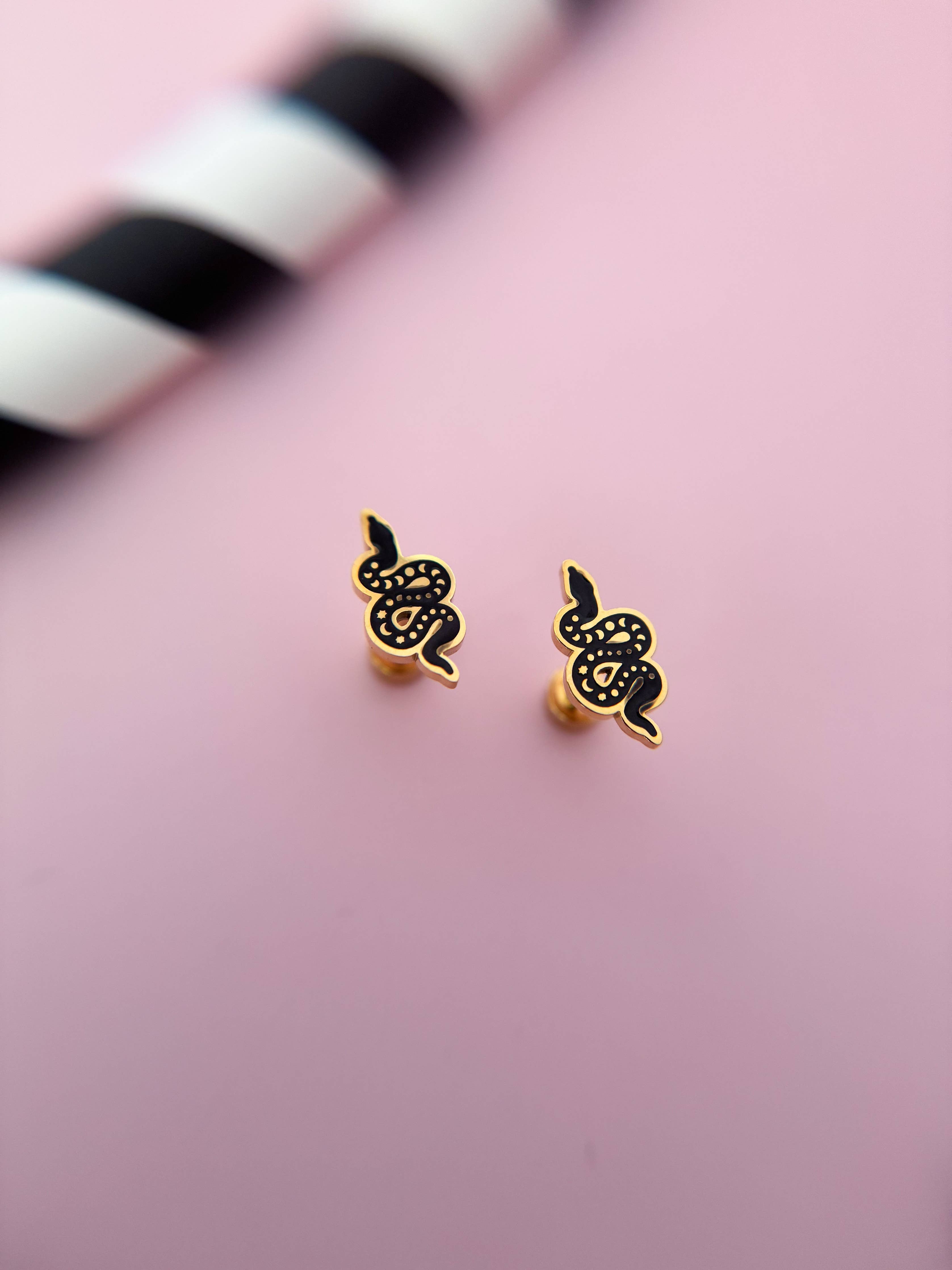 Desert Peach - Mystic Snake Stud Earrings