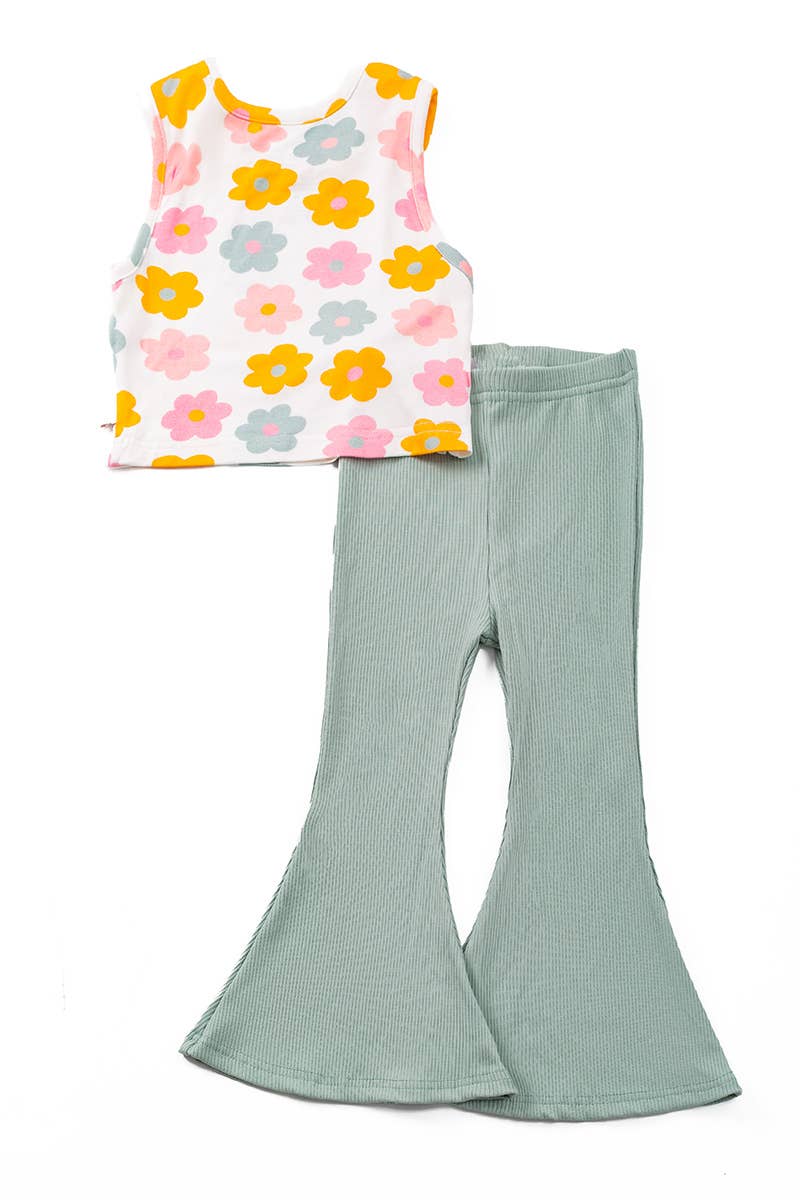 Little Trendy - Bamboo Bell Bottom Set - Spring Flowers