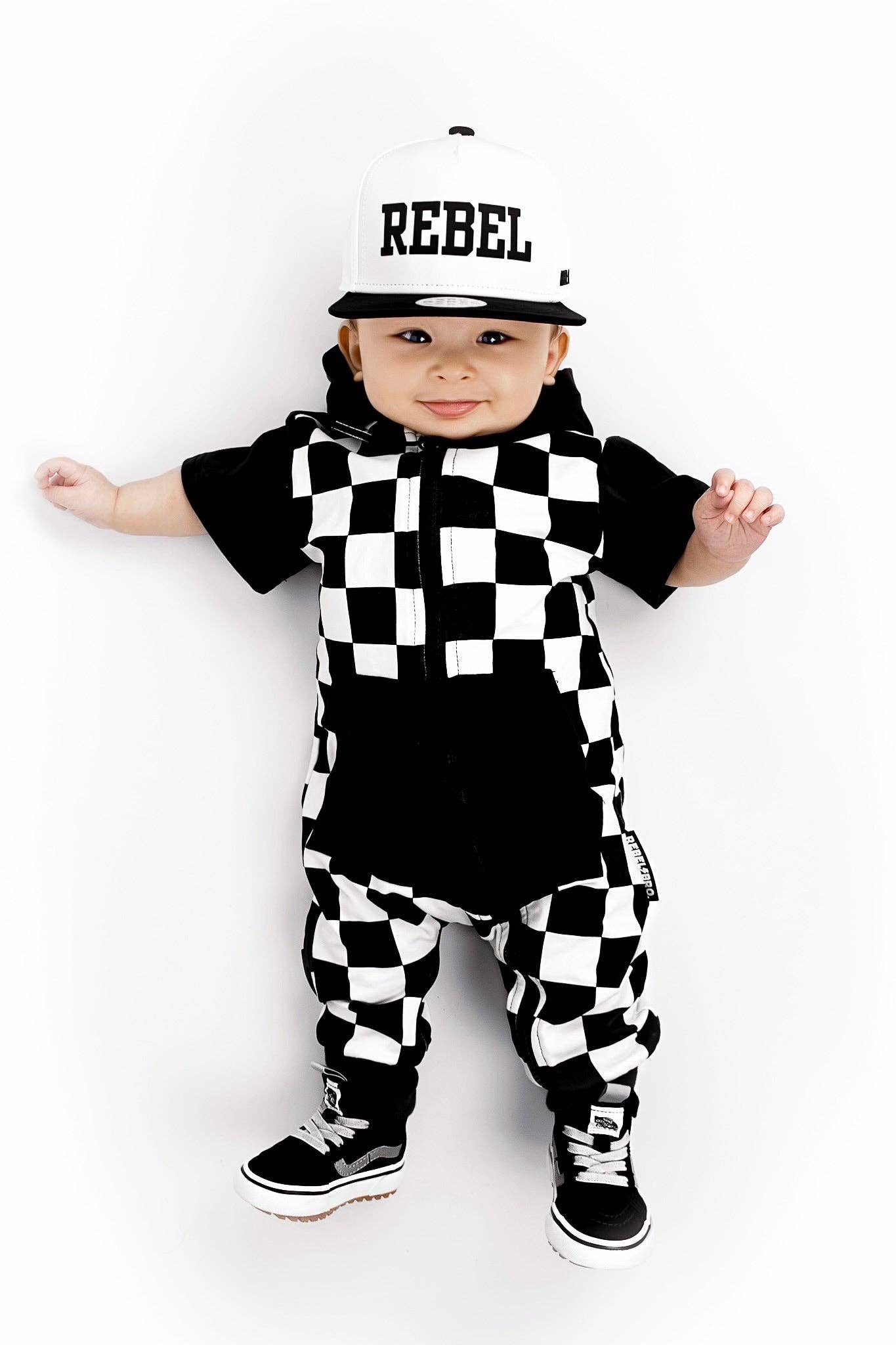 Rebel Bro Hooded Rebel Short Sleeve Romper - Venice