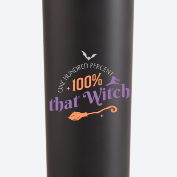 Village Child 18 oz. Skinny Tumbler - 100% That Witch - Black