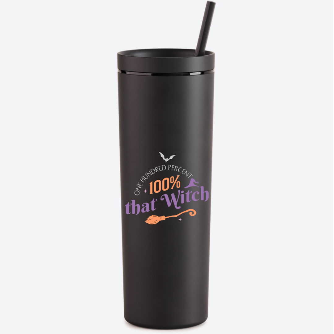 Village Child 18 oz. Skinny Tumbler - 100% That Witch - Black