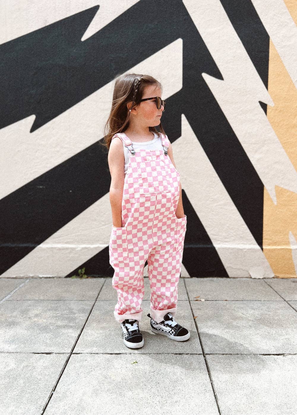 Little Trouble - Pink Checker Overalls