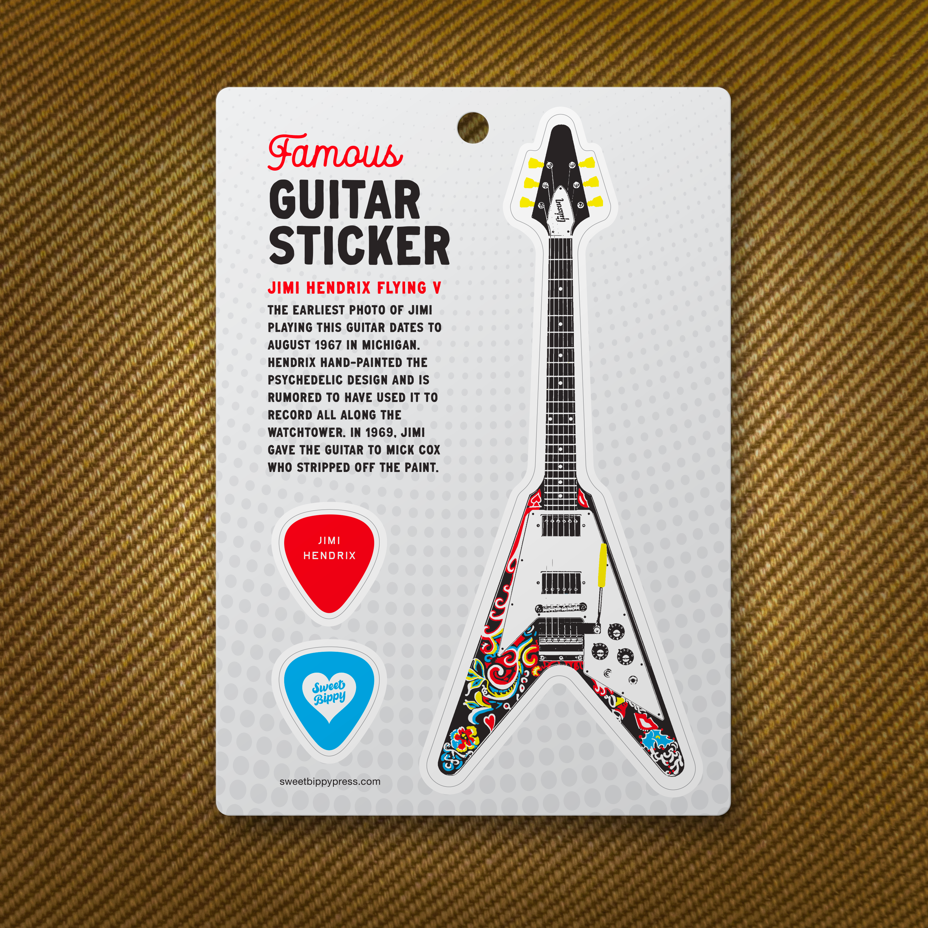 Sweet Bippy Press - Guitar Sticker Sheet - Hendrix