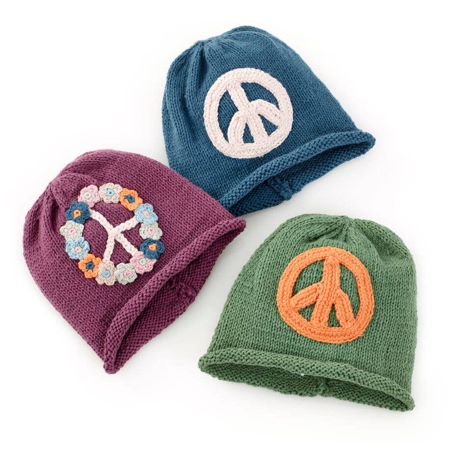 Pebble - Handmade Knit Baby Beanie – Blue Peace Hat