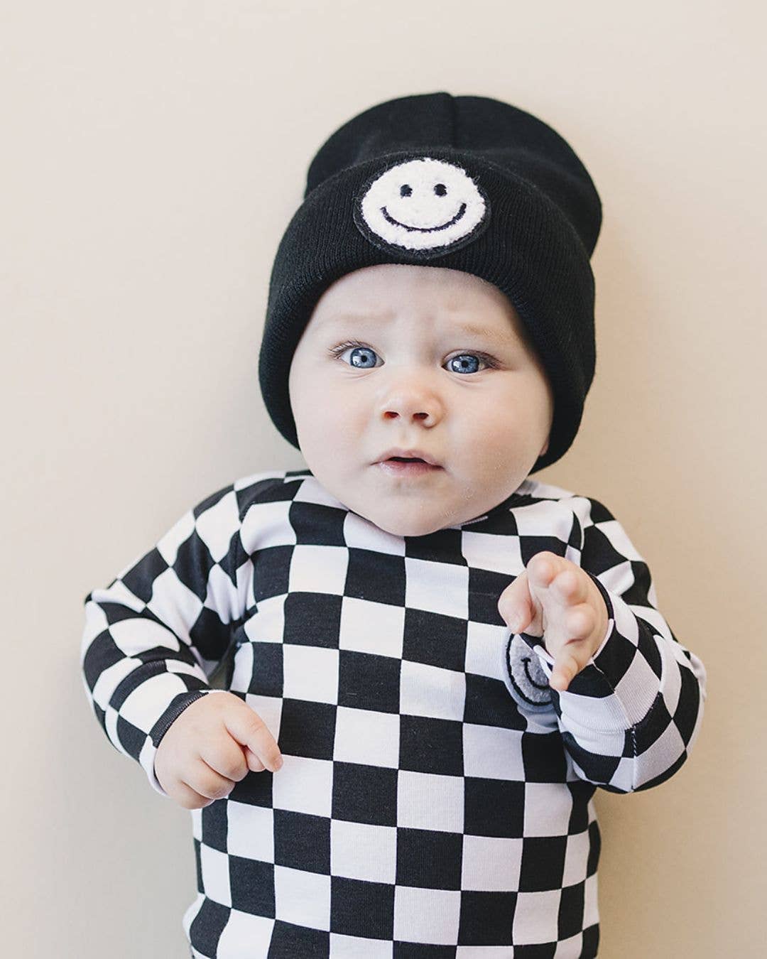 Lucky Panda Kids Smiley Beanie - Black