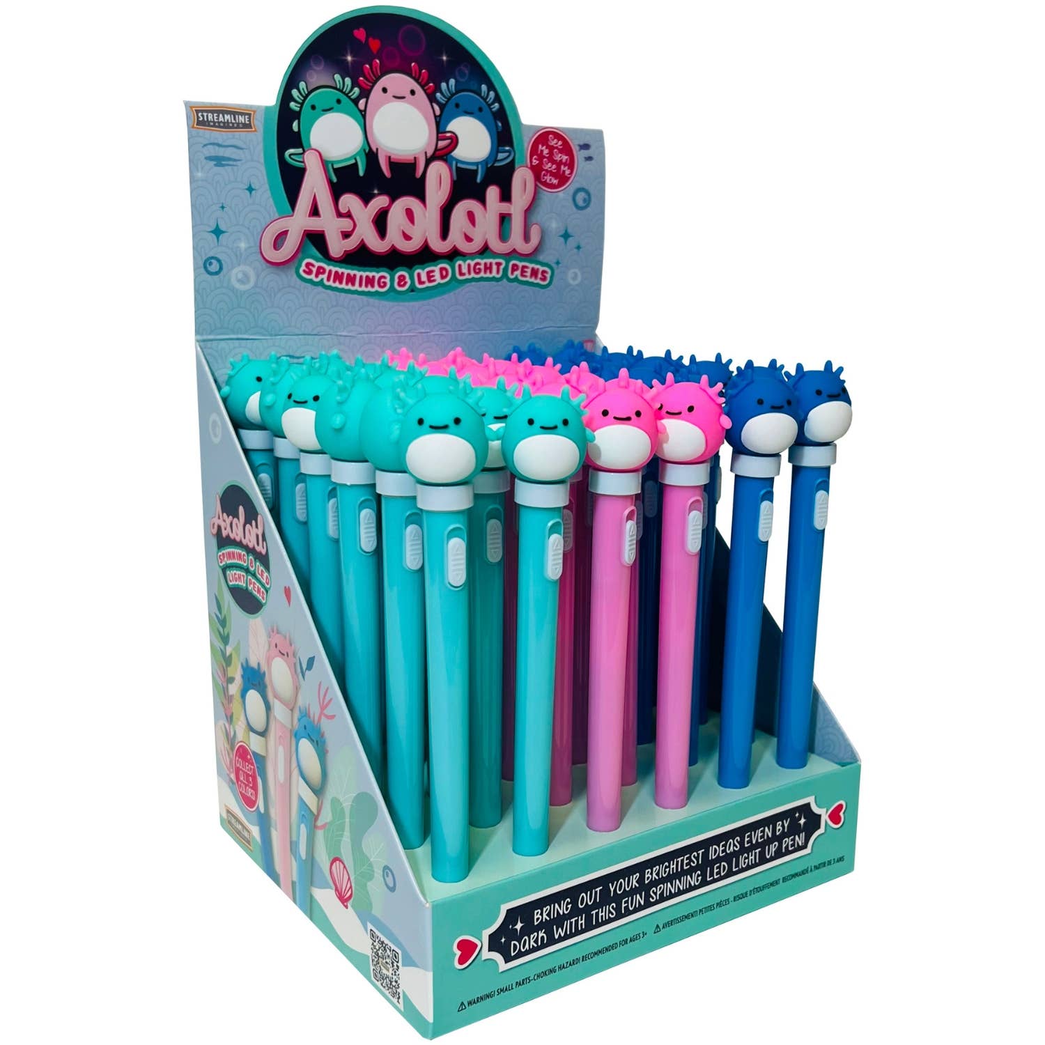 Streamline - Axolotl Spinning LED Light Up Pens