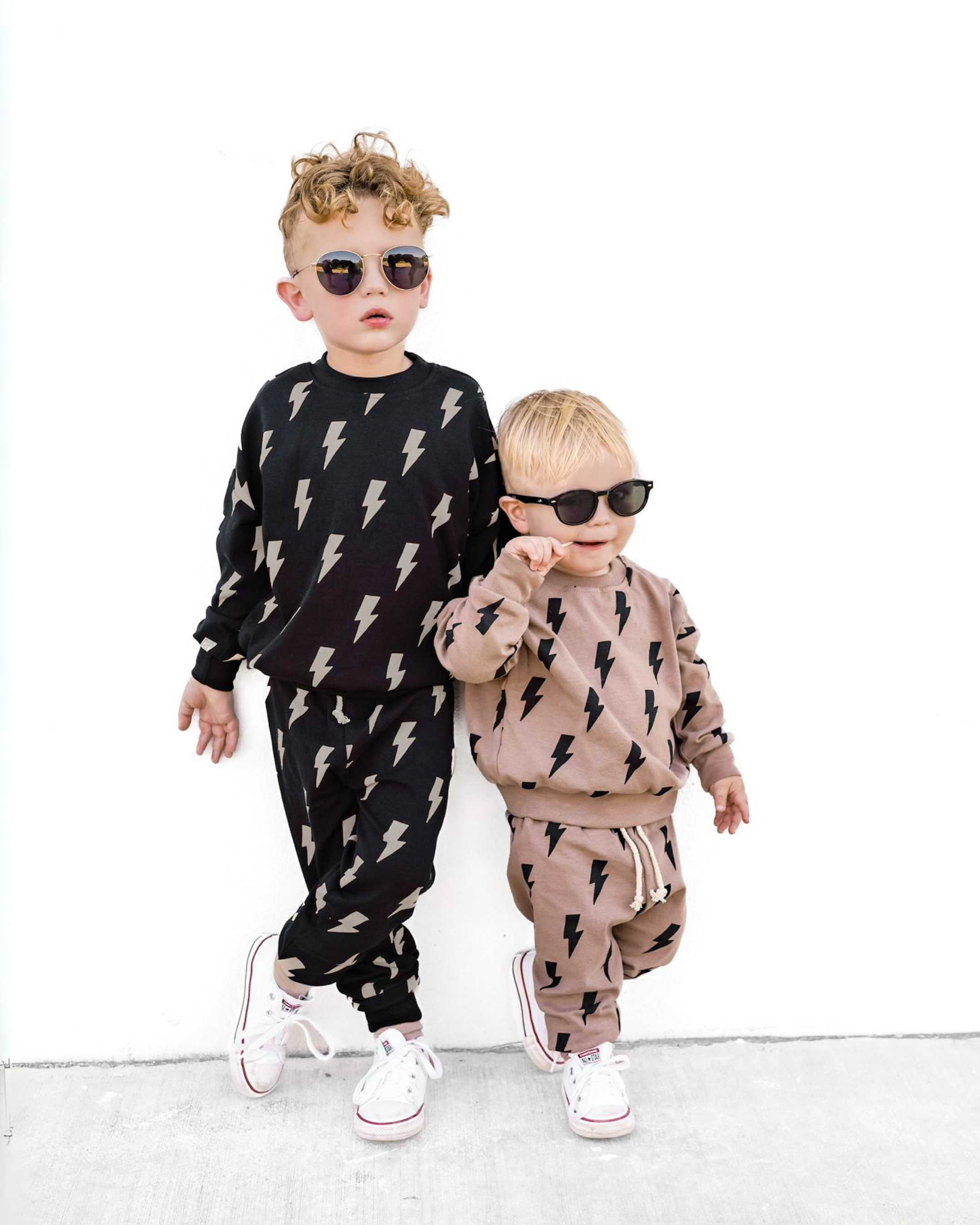 Lucky Panda Kids Jogger Set - Black Bolts