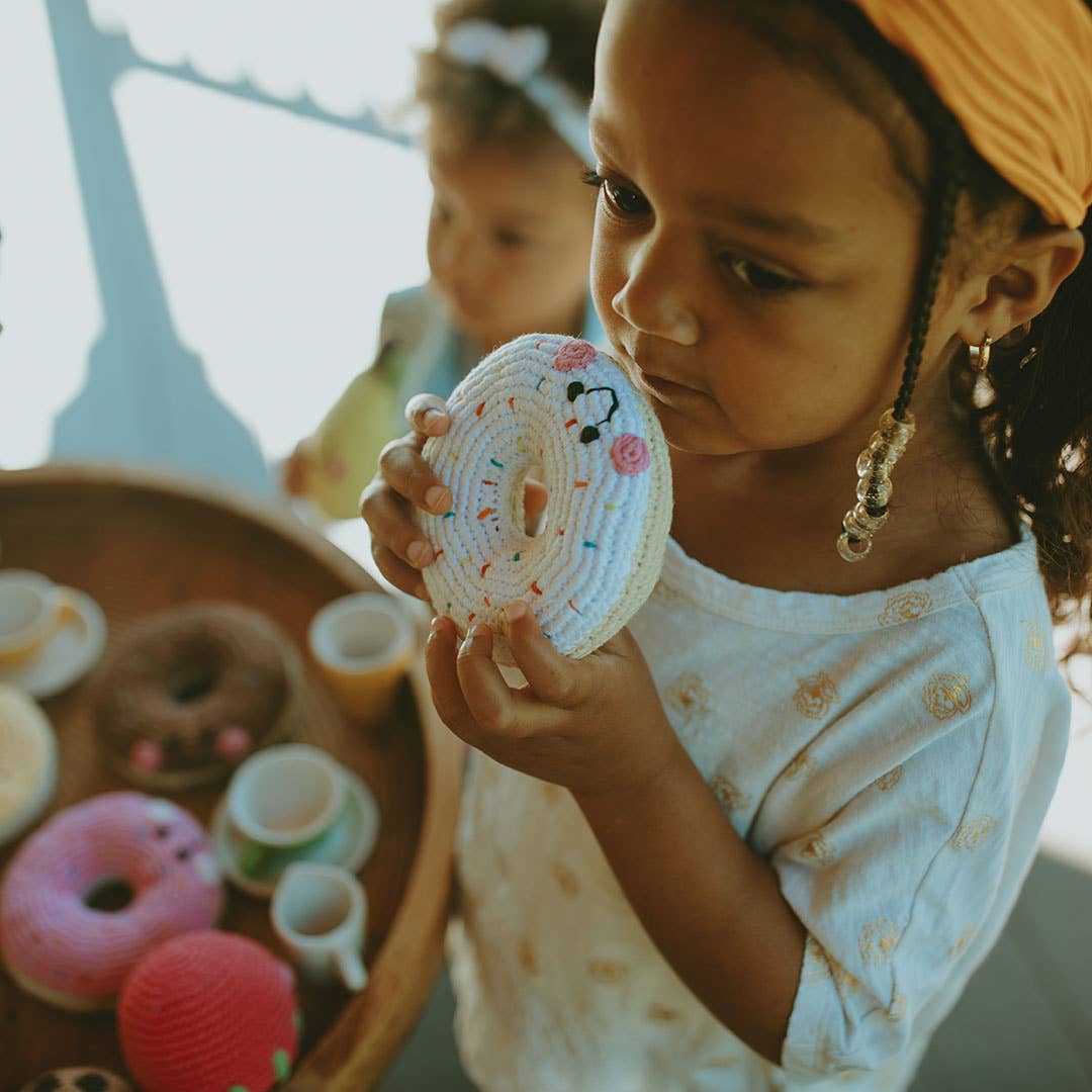 Pebble - Pretend Play Food Rattle - Pink Donut