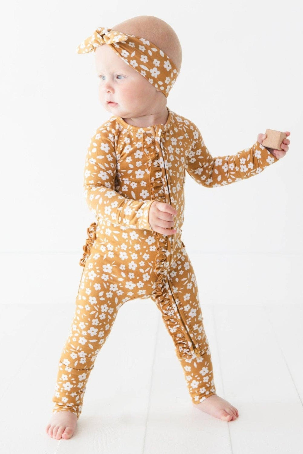 Jammie Session Bamboo Romper - Honey Blooms
