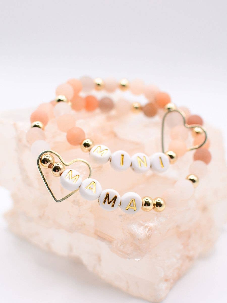 Two and Crew - Mama & Mini Cream/Orange Bracelet Set