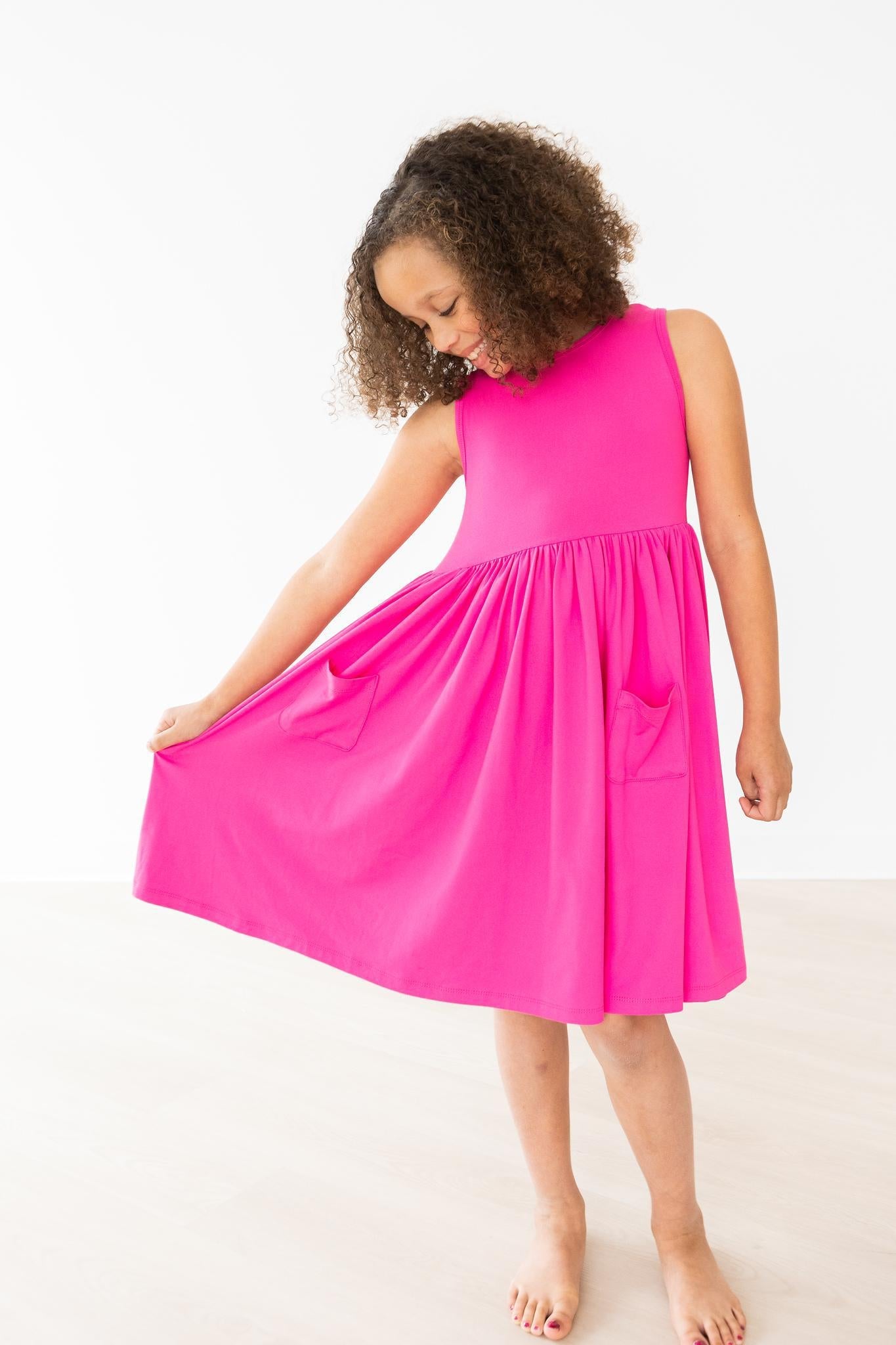 Mila & Rose Pocket Tank Twirl Dress - Hot Pink (Final Sale)