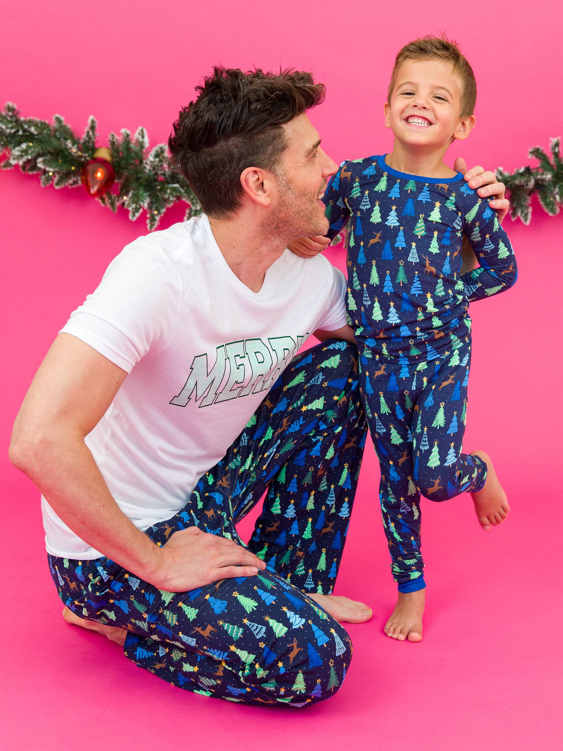 RuggedButts - Merry Blue Pines Bamboo Long Sleeve Pajama Set