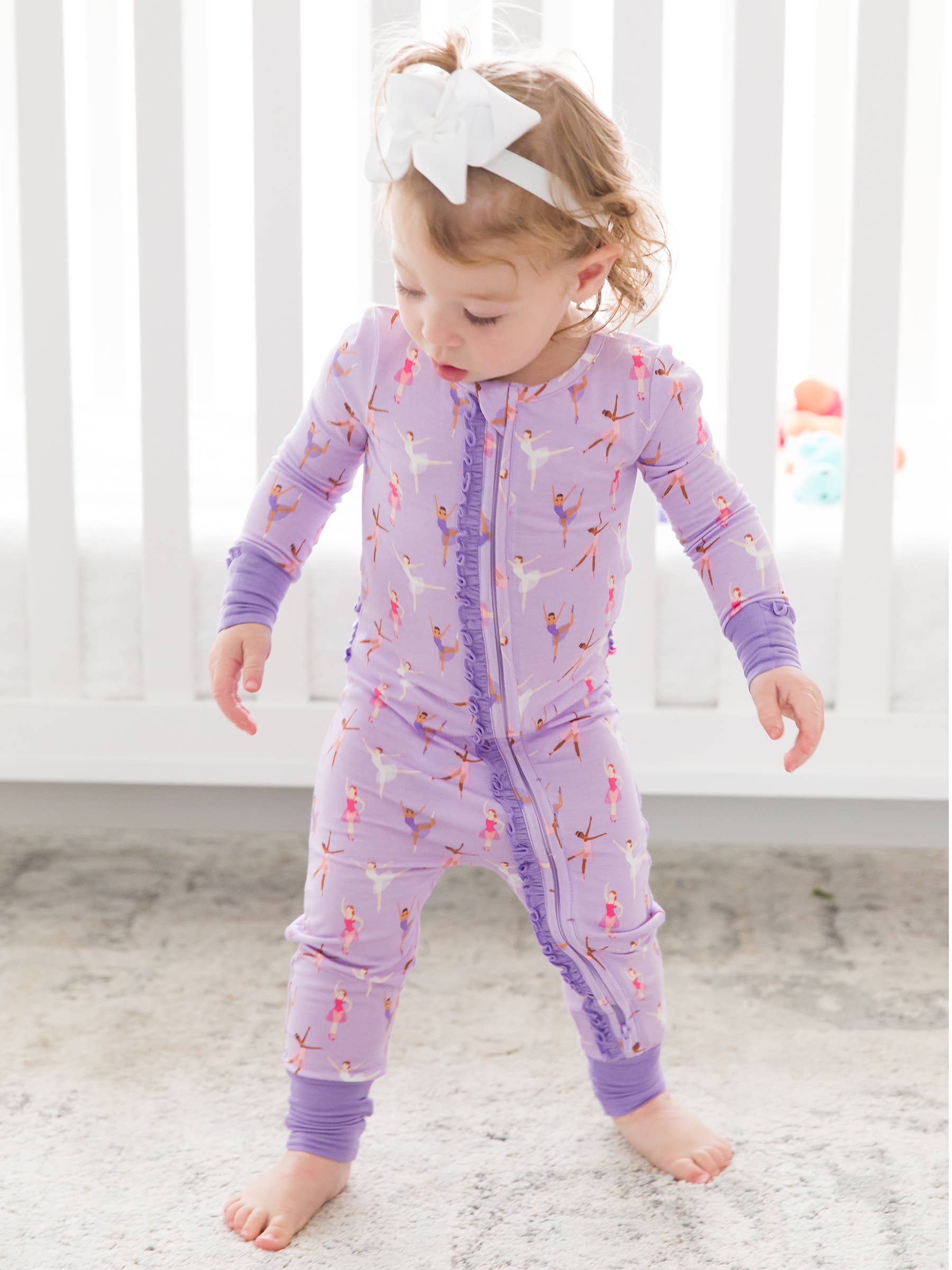 RuffleButts - Ballerinas Bamboo Convertible Ruffle One Piece Pajama