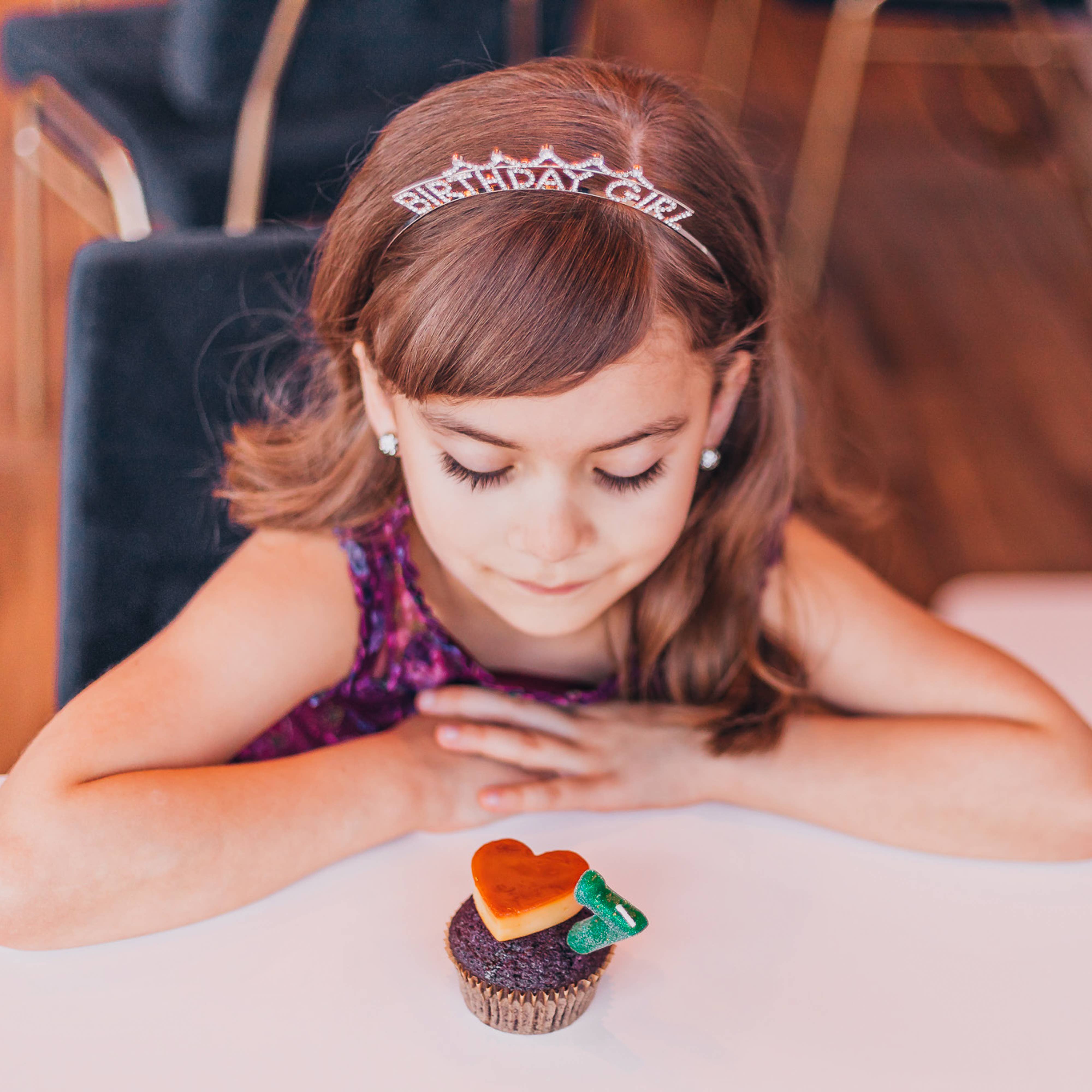 Rhinestone Birthday Girl Tiara Crown Headband - Gold or Silver