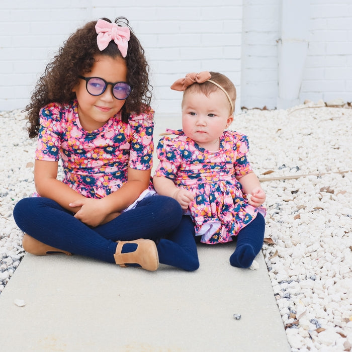 Little Stocking Co. Cable Knit Tights - Navy Blue (Final Sale)