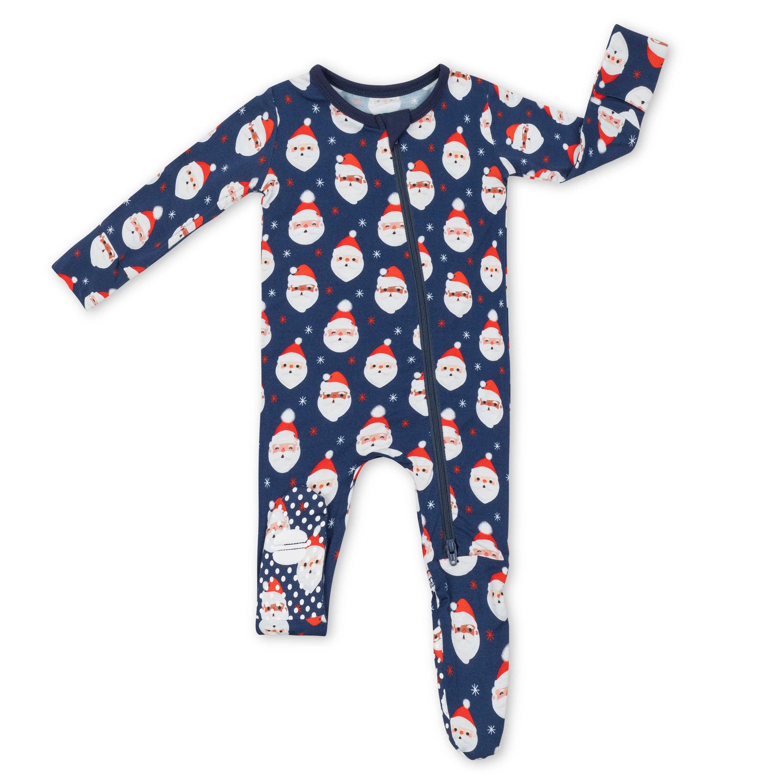 Macaron + Me Footsie - Navy Vintage Santa