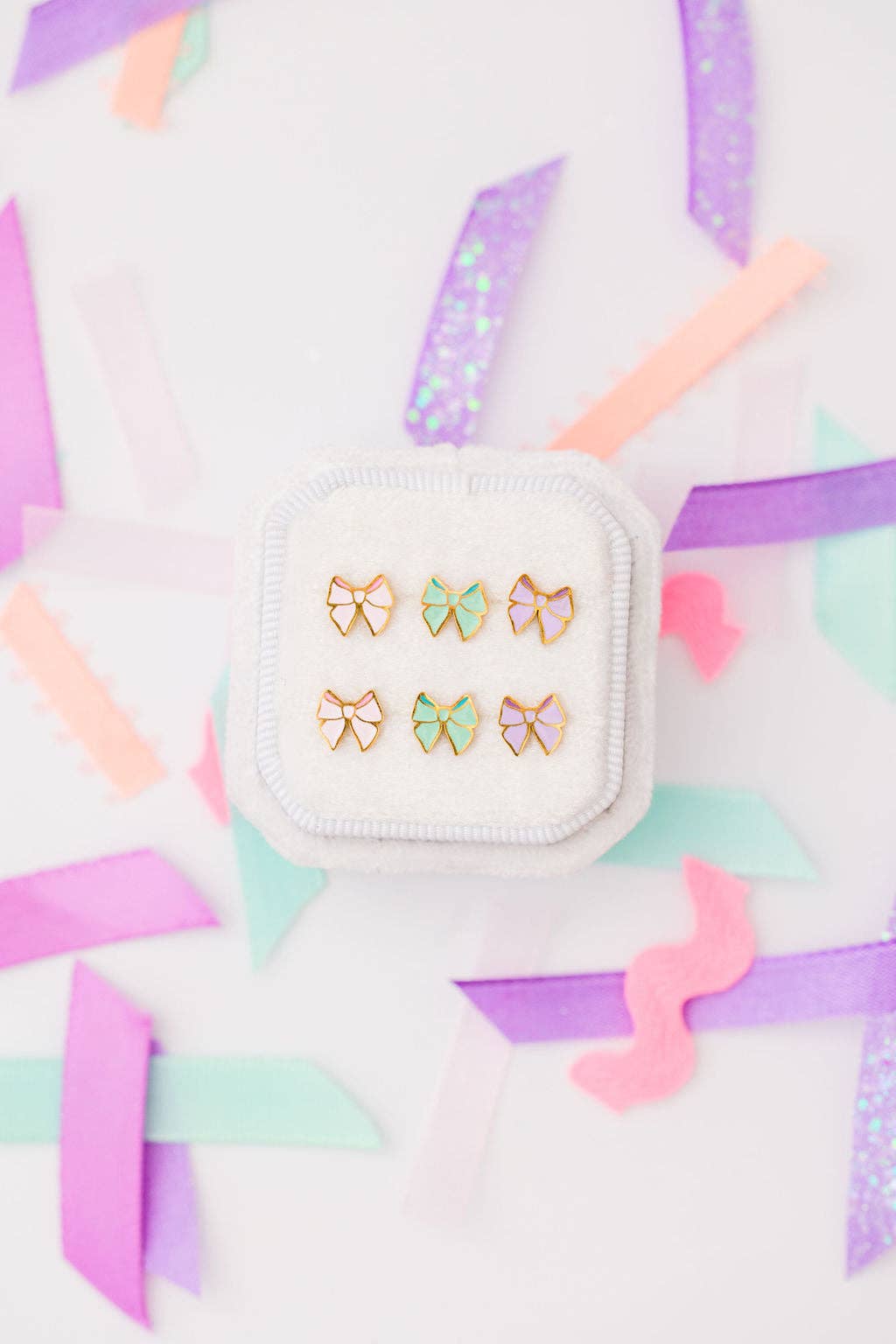 Desert Peach - Pink Bow Stud Earrings