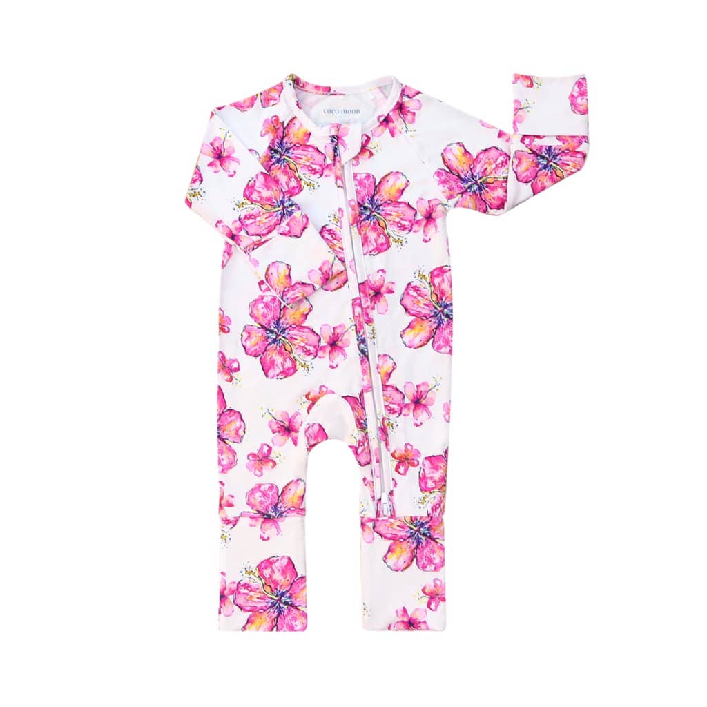 Coco Moon - Hibiscus Kiss Baby Bamboo Coverall