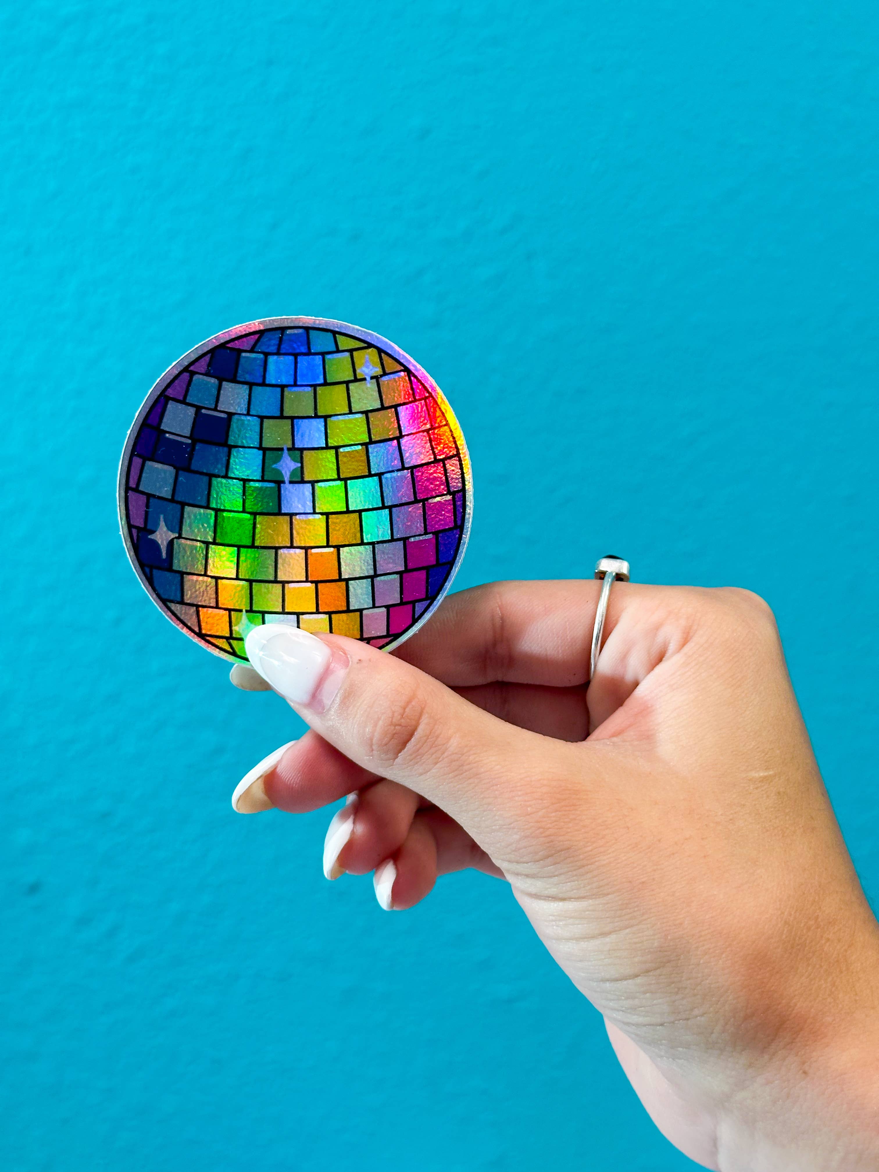 The Hissin' Kitten - Holographic Rainbow Disco Ball Sticker