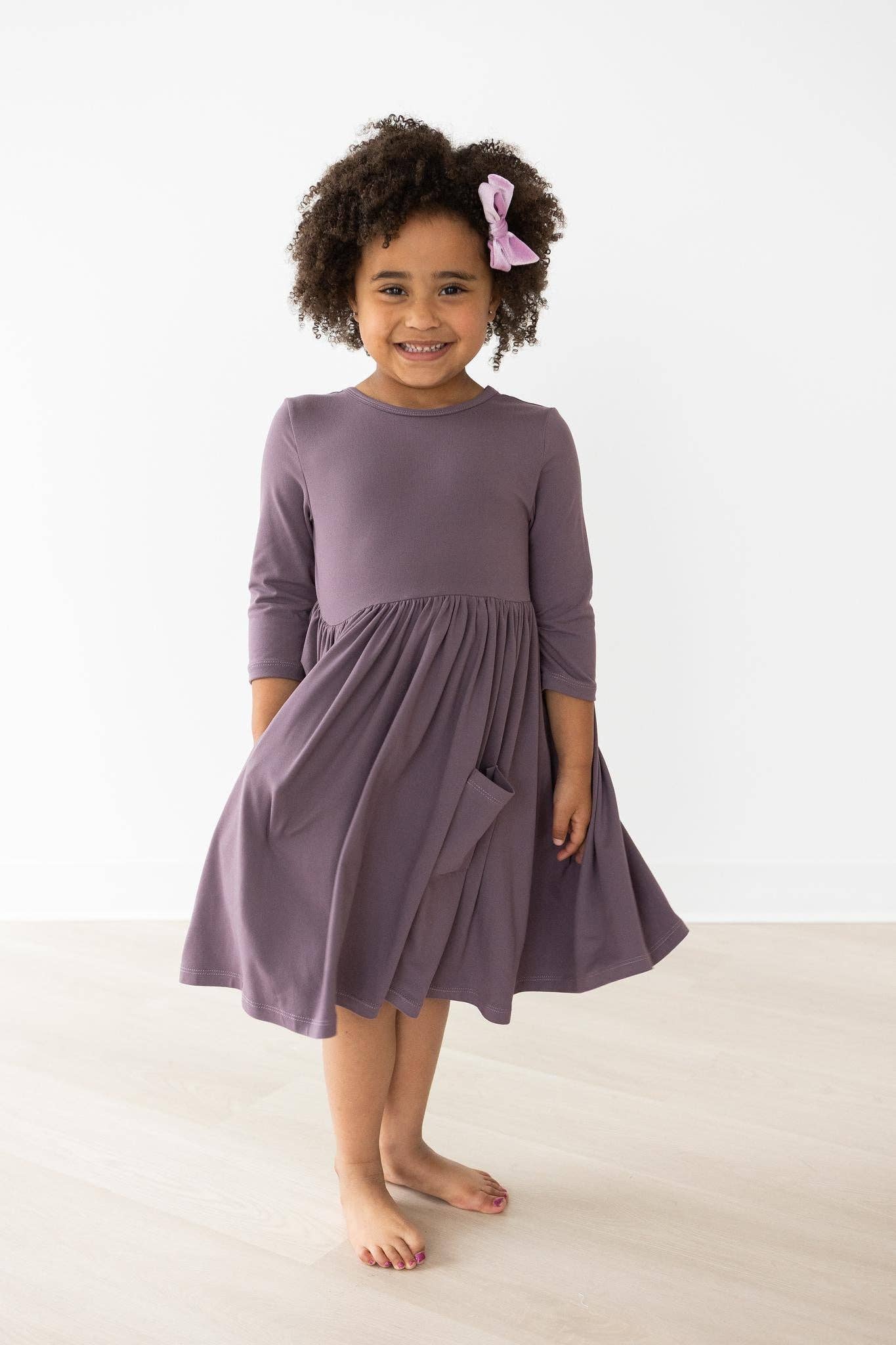 Mila & Rose 3/4 Pocket Twirl Dress - Vintage Violet
