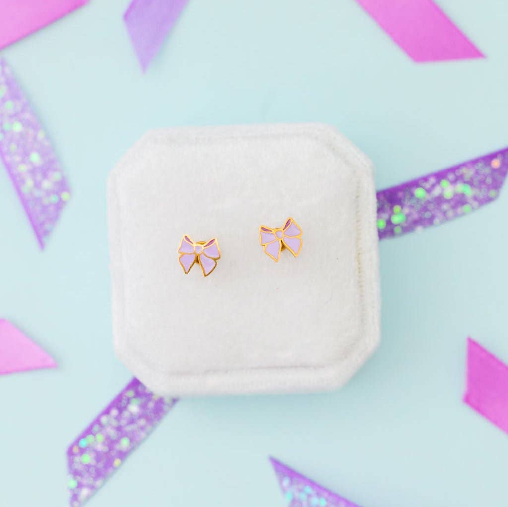 Desert Peach - Lavender Bow Stud Earrings