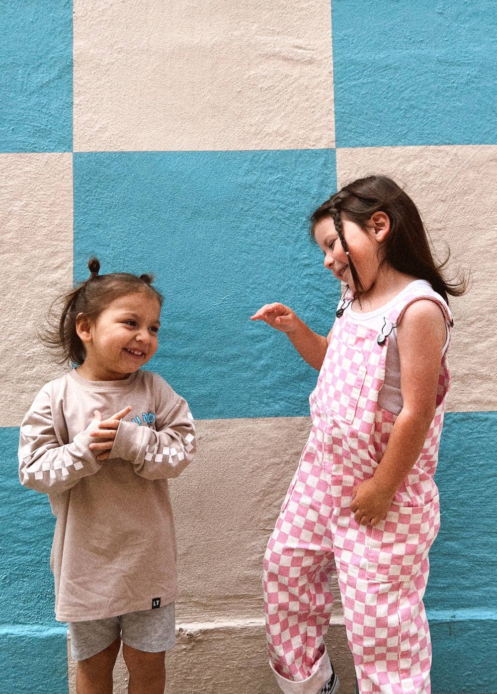 Little Trouble - Pink Checker Overalls