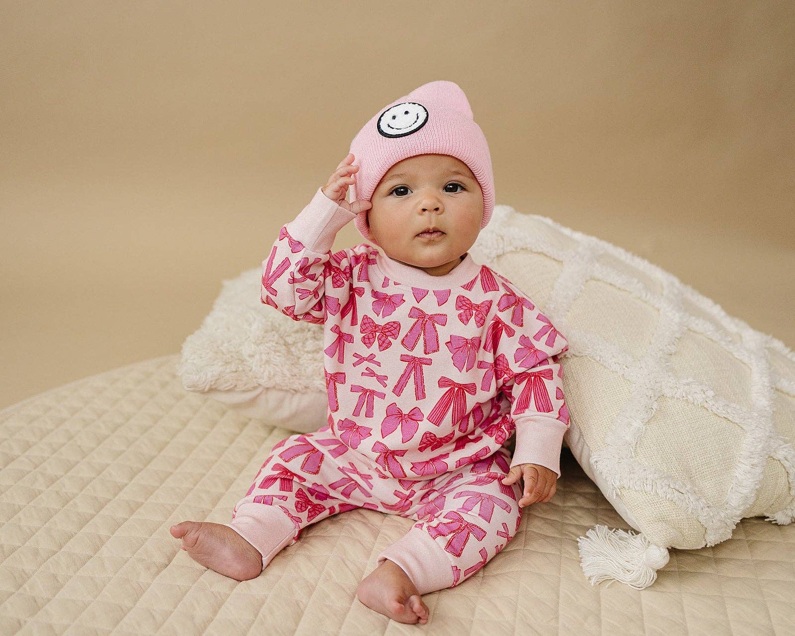 Lucky Panda Kids Smiley Beanie - Pink