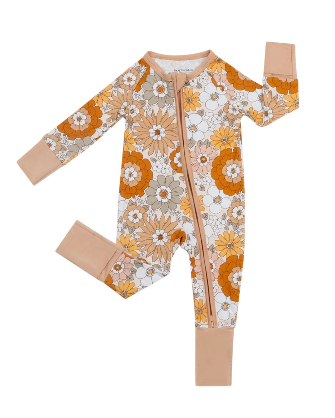 Lucky Panda KidsBamboo Zip Romper - Petal Pop