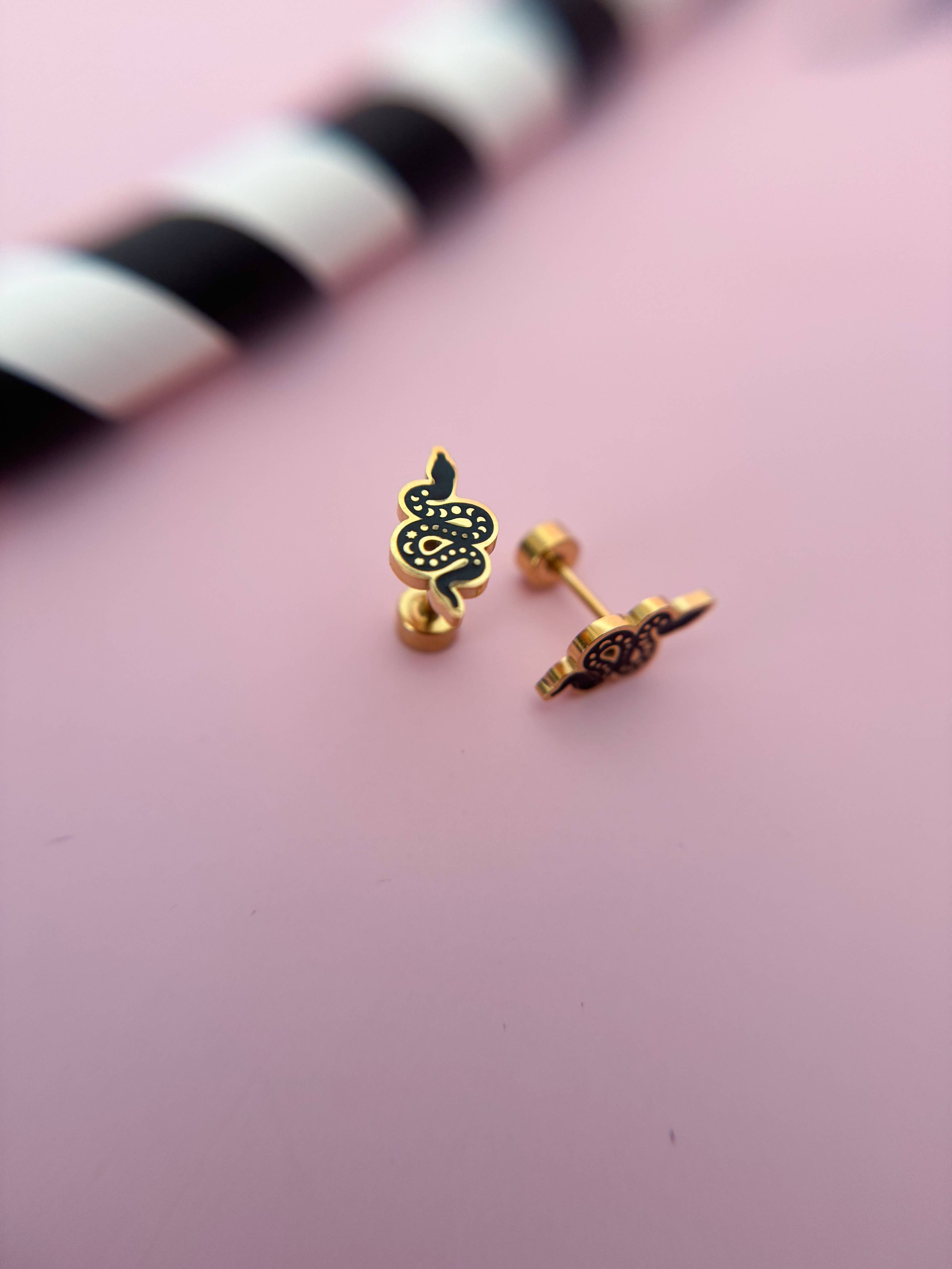 Desert Peach - Mystic Snake Stud Earrings