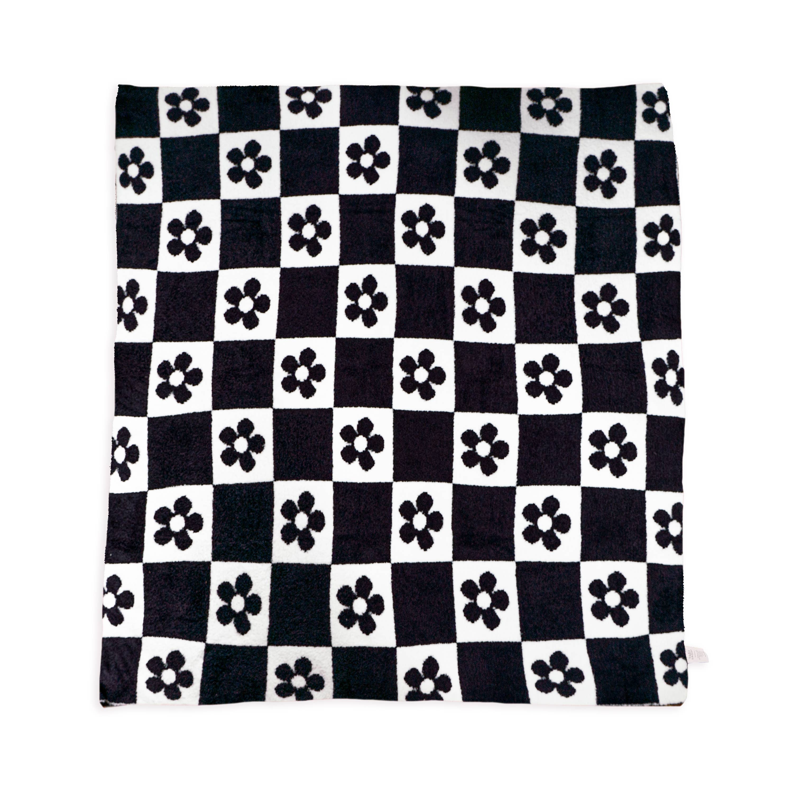 Living Royal Throw Blanket - Checkered w/ Daisies