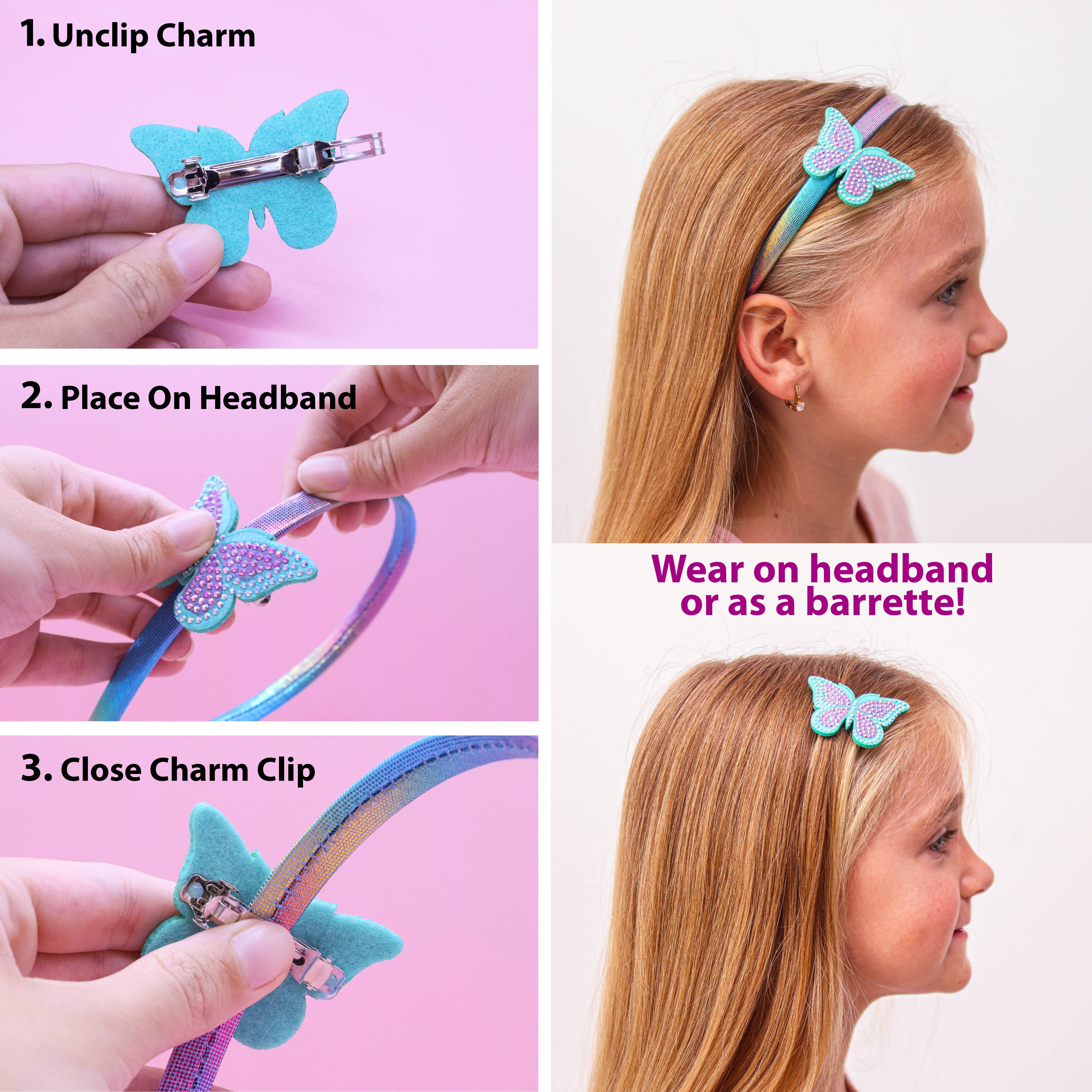 Interchangeable Rhinestone Charm Headband and Hair Clips