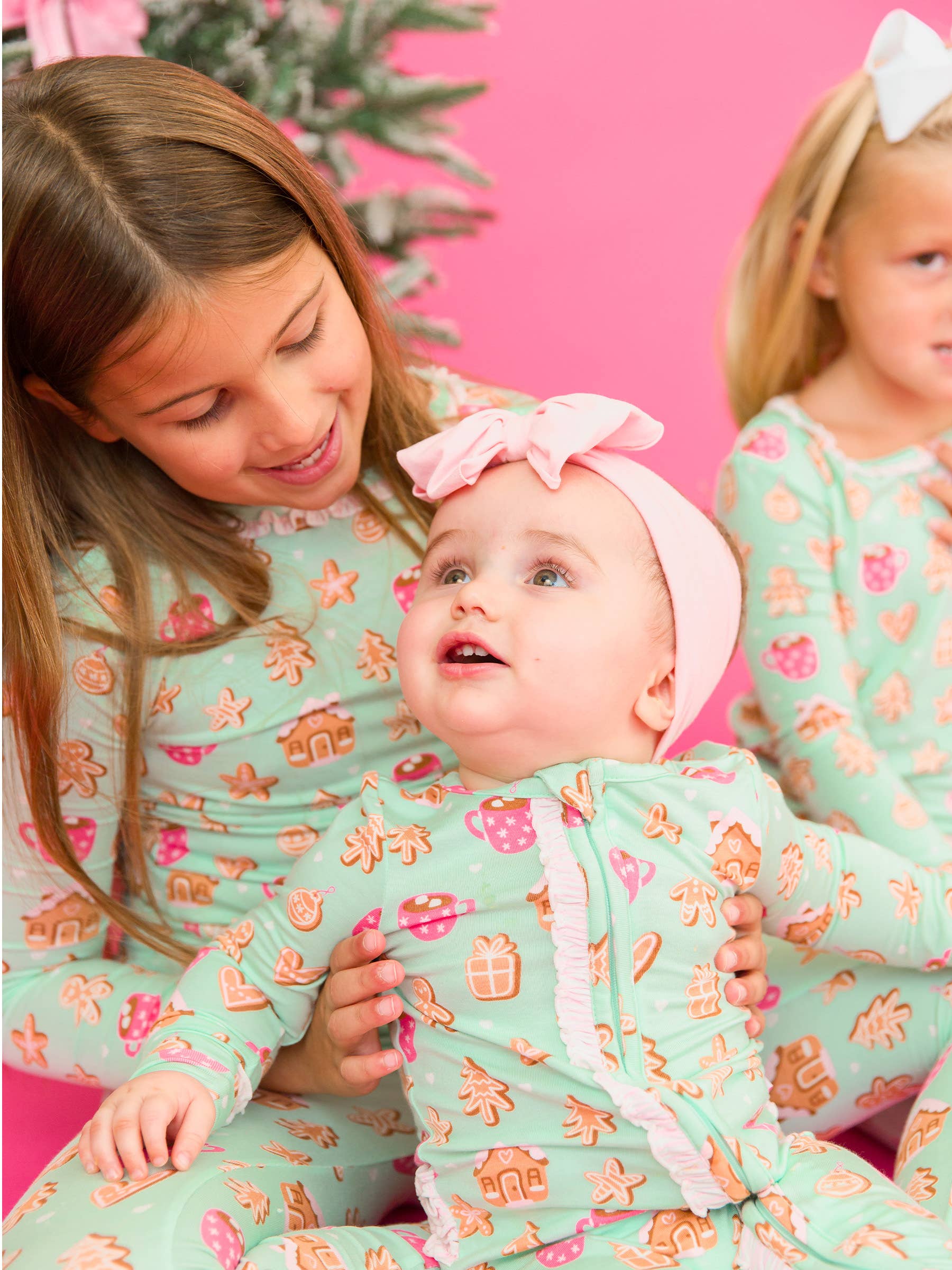 RuffleButts - Gingerbread Joy Bamboo Convertible Ruffle One Piece Pajama (Final Sale)