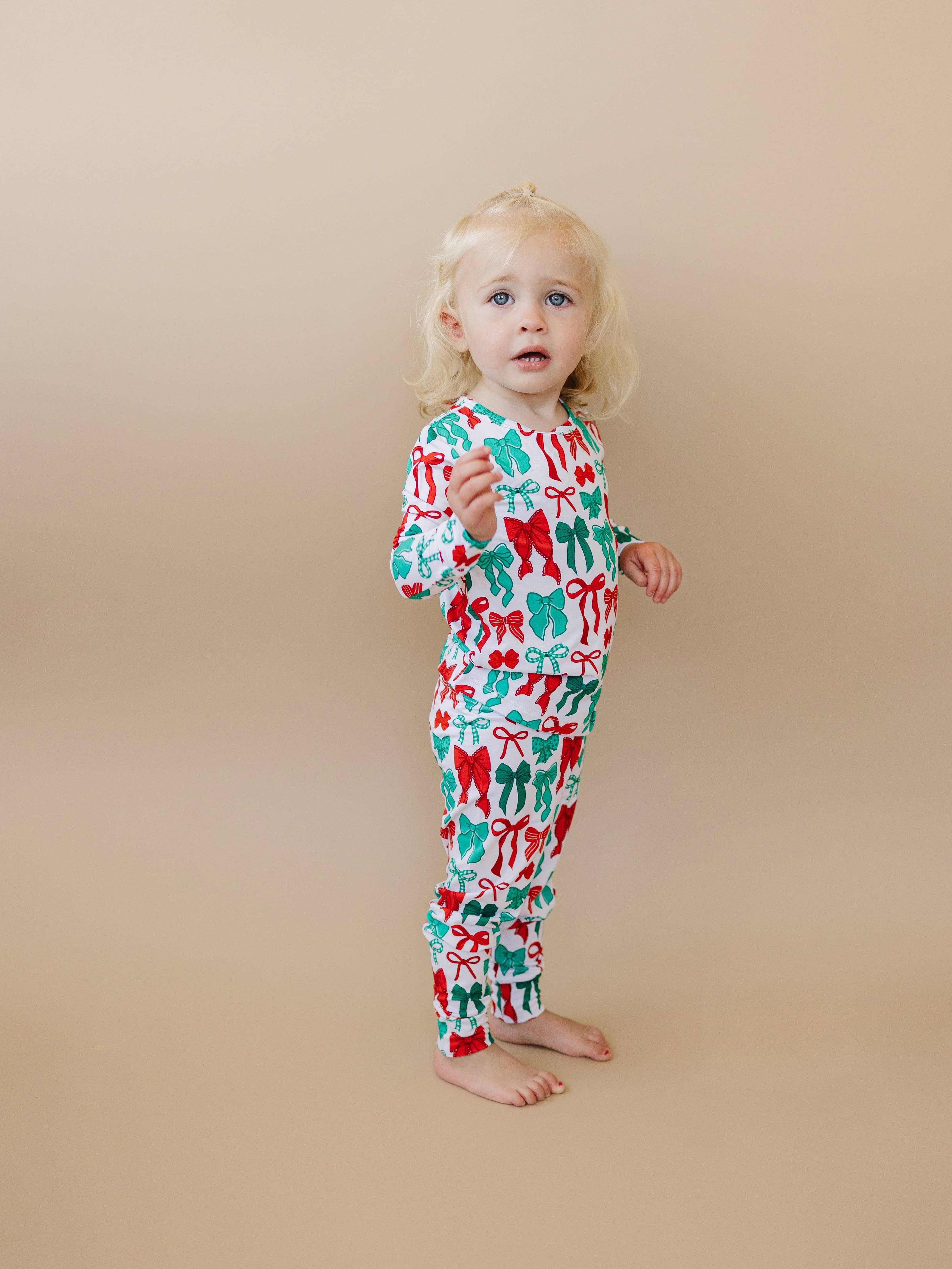 Lucky Panda Kids Bamboo PJs - Merry Bows