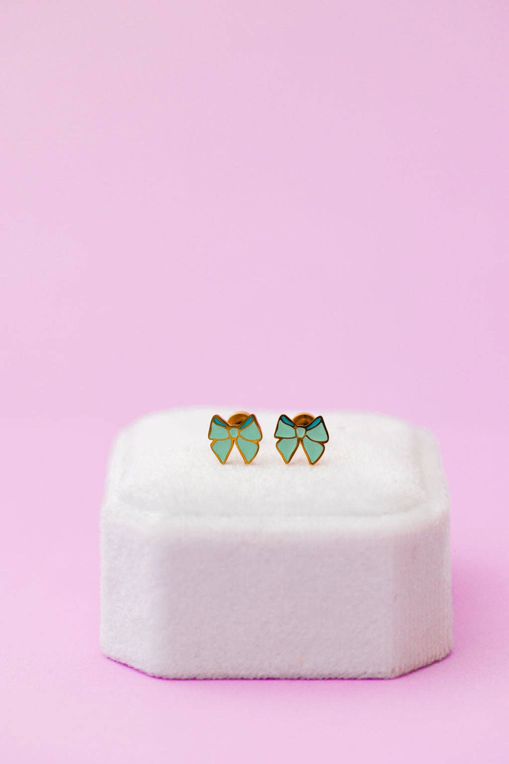 Desert Peach - Mint Bow Stud Earrings