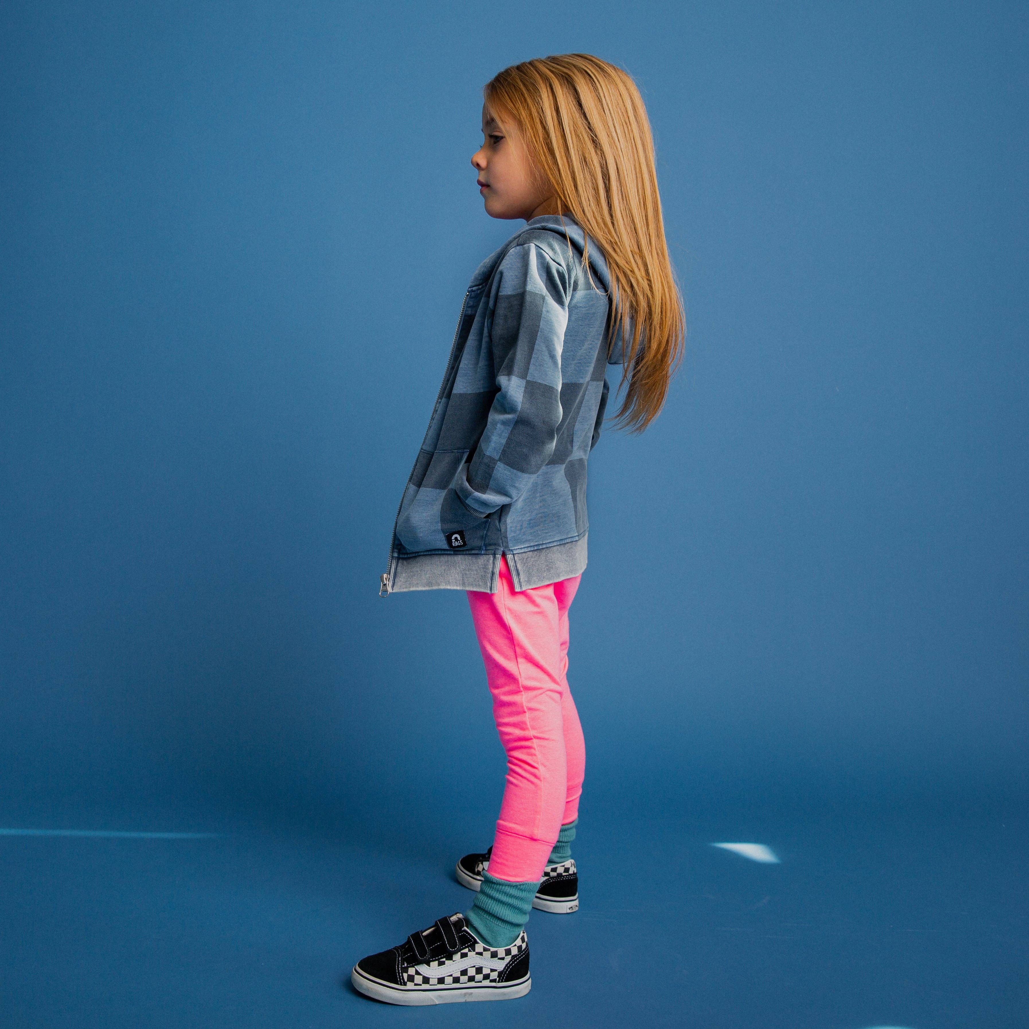 RAGS - Kids Zip-Up Hoodie - Blue Denim Check