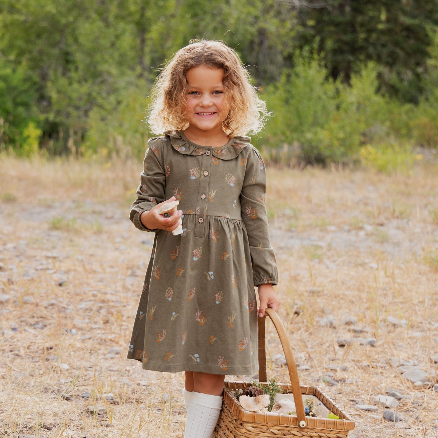 City Mouse Frill Collar Dress - Lichen Mushrooms