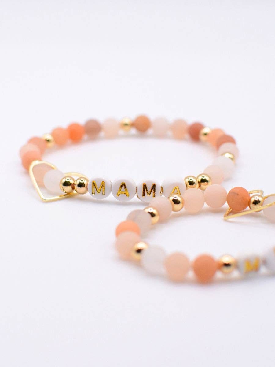 Two and Crew - Mama & Mini Cream/Orange Bracelet Set