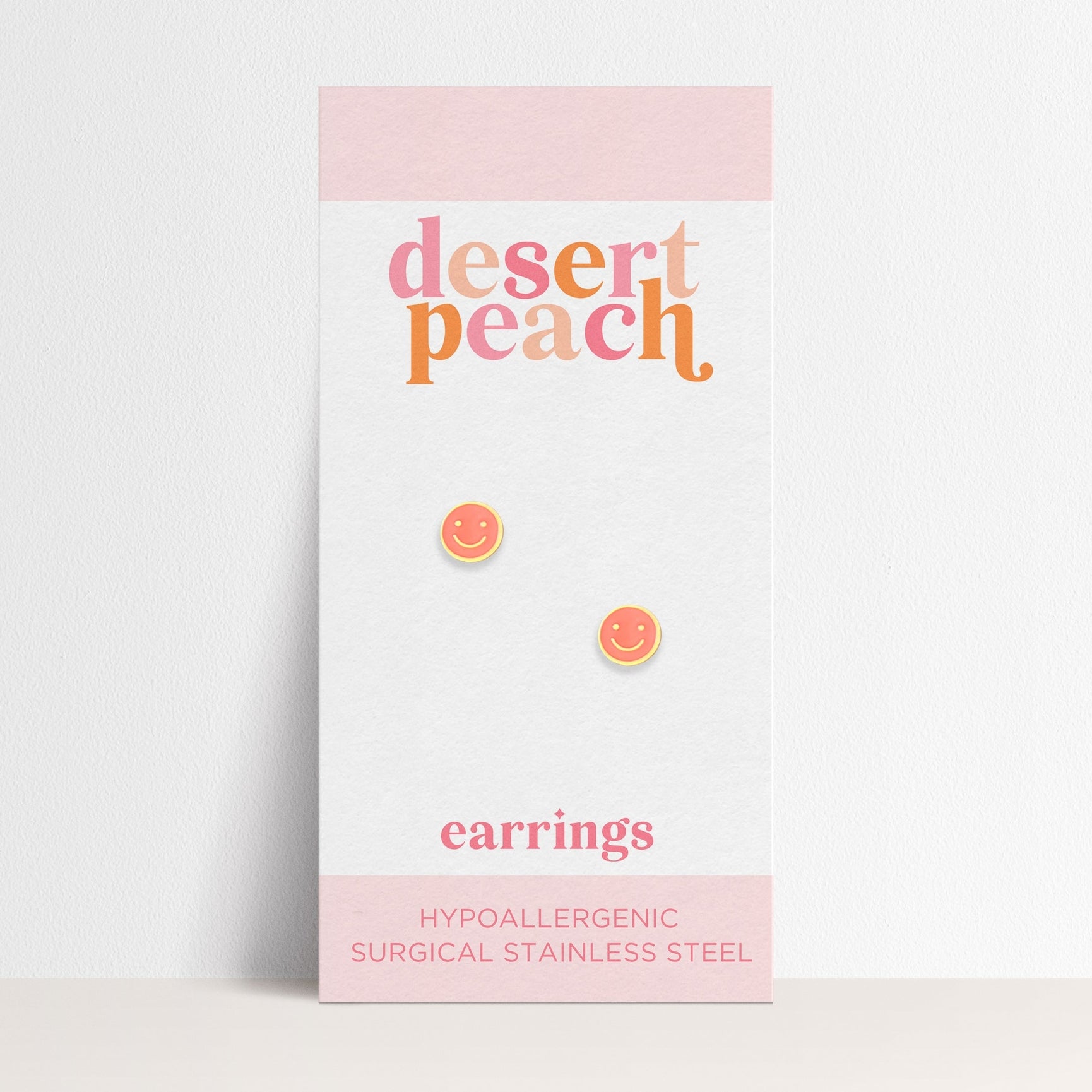 Desert Peach Stud Earrings - Coral Smiley