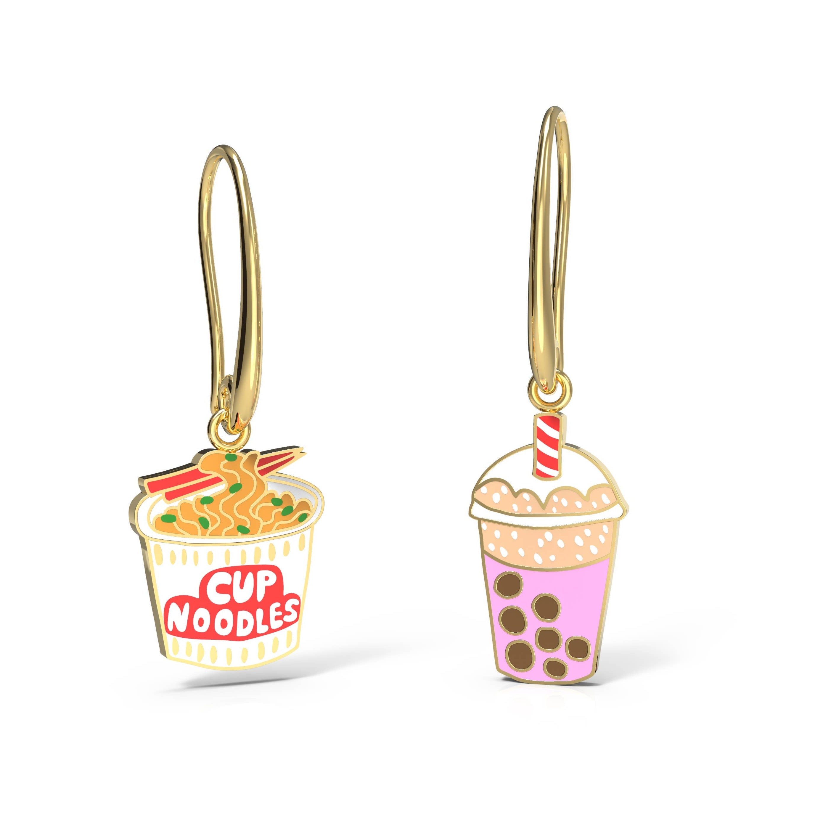 Yellow Owl Workshop - Ramen Noodles & Boba Tea Earrings - 18k Gold