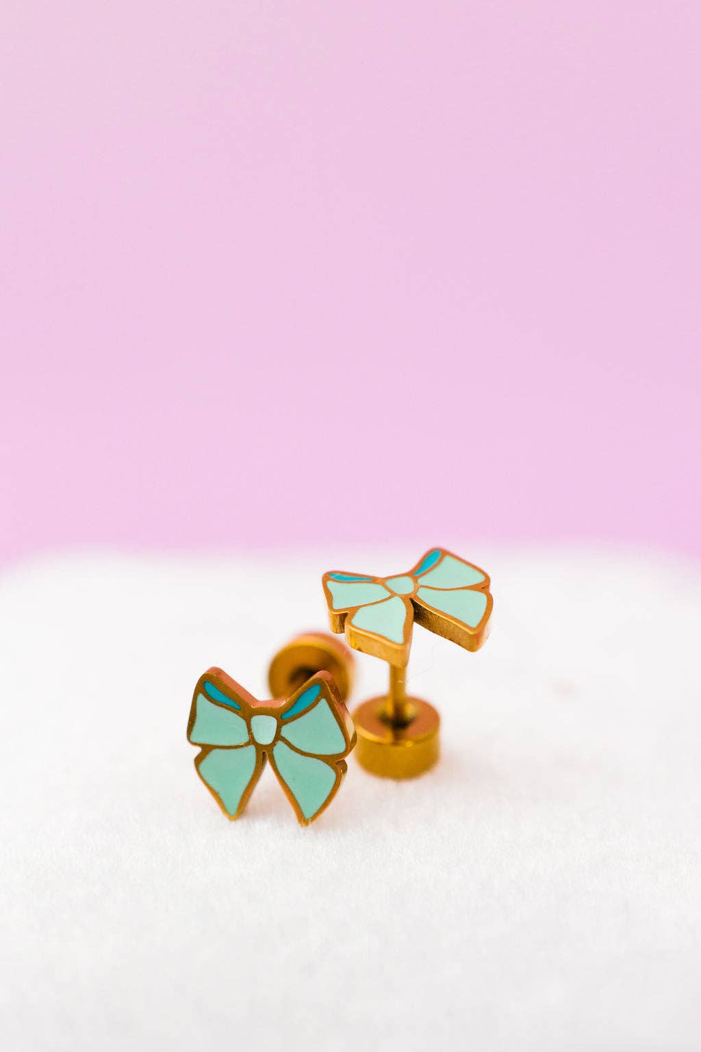 Desert Peach - Mint Bow Stud Earrings