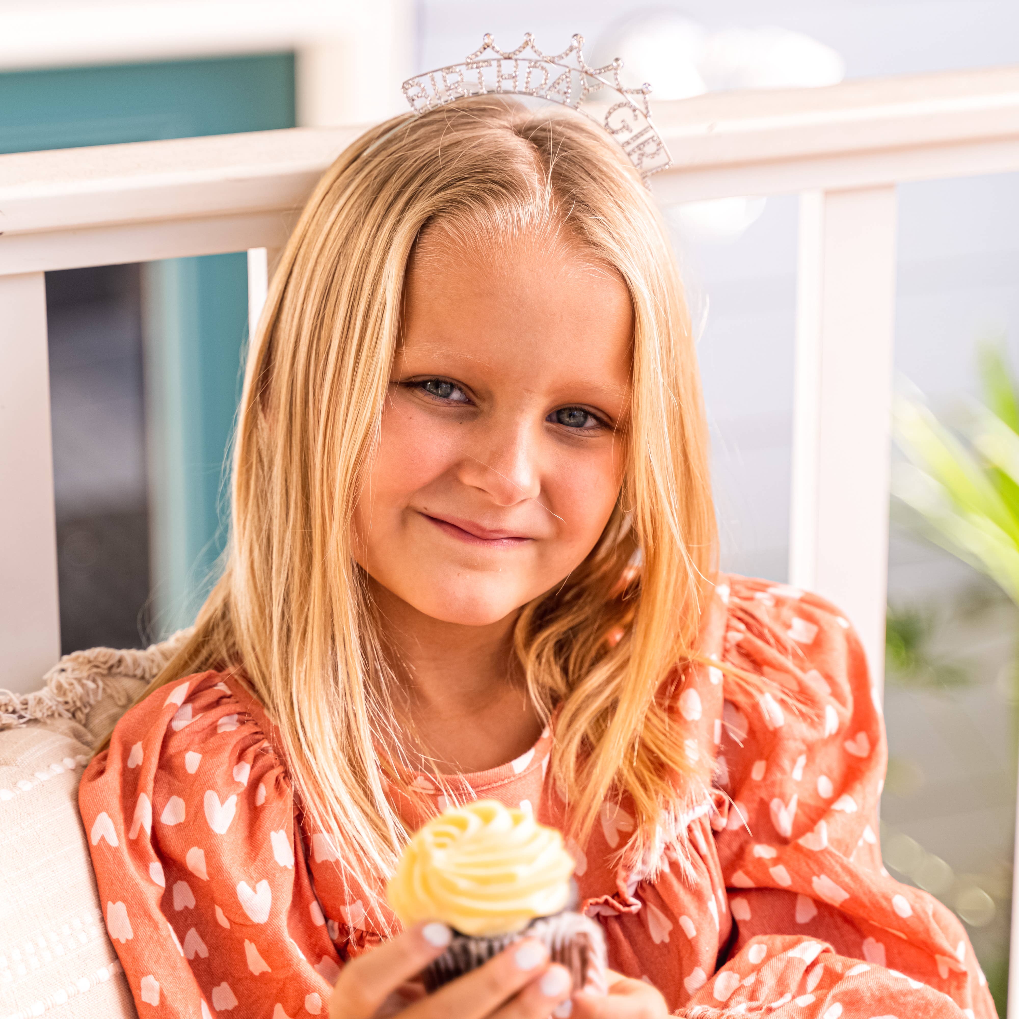 Rhinestone Birthday Girl Tiara Crown Headband - Gold or Silver