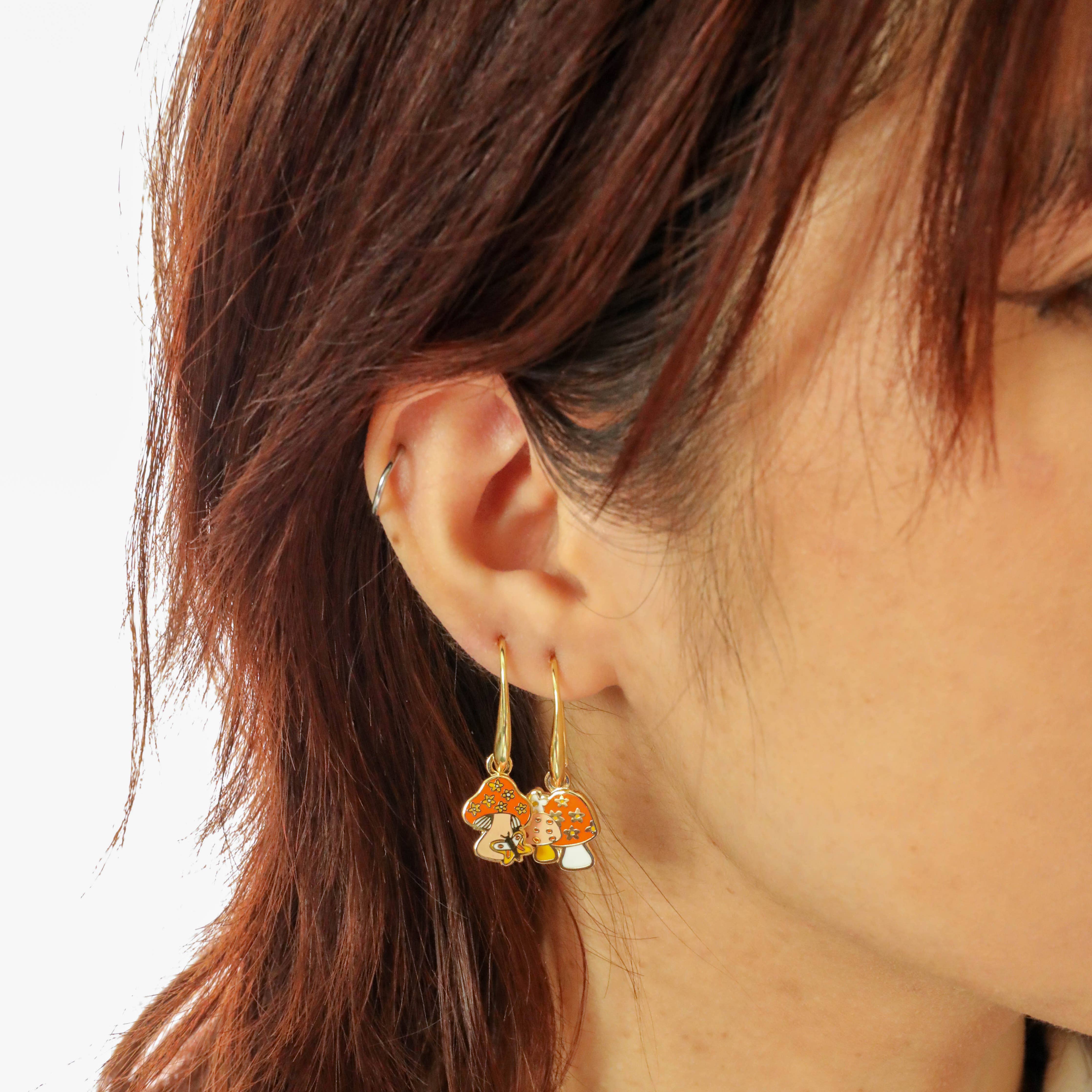 Yellow Owl Workshop - Mushroom Butterfly Earrings - 18k Gold