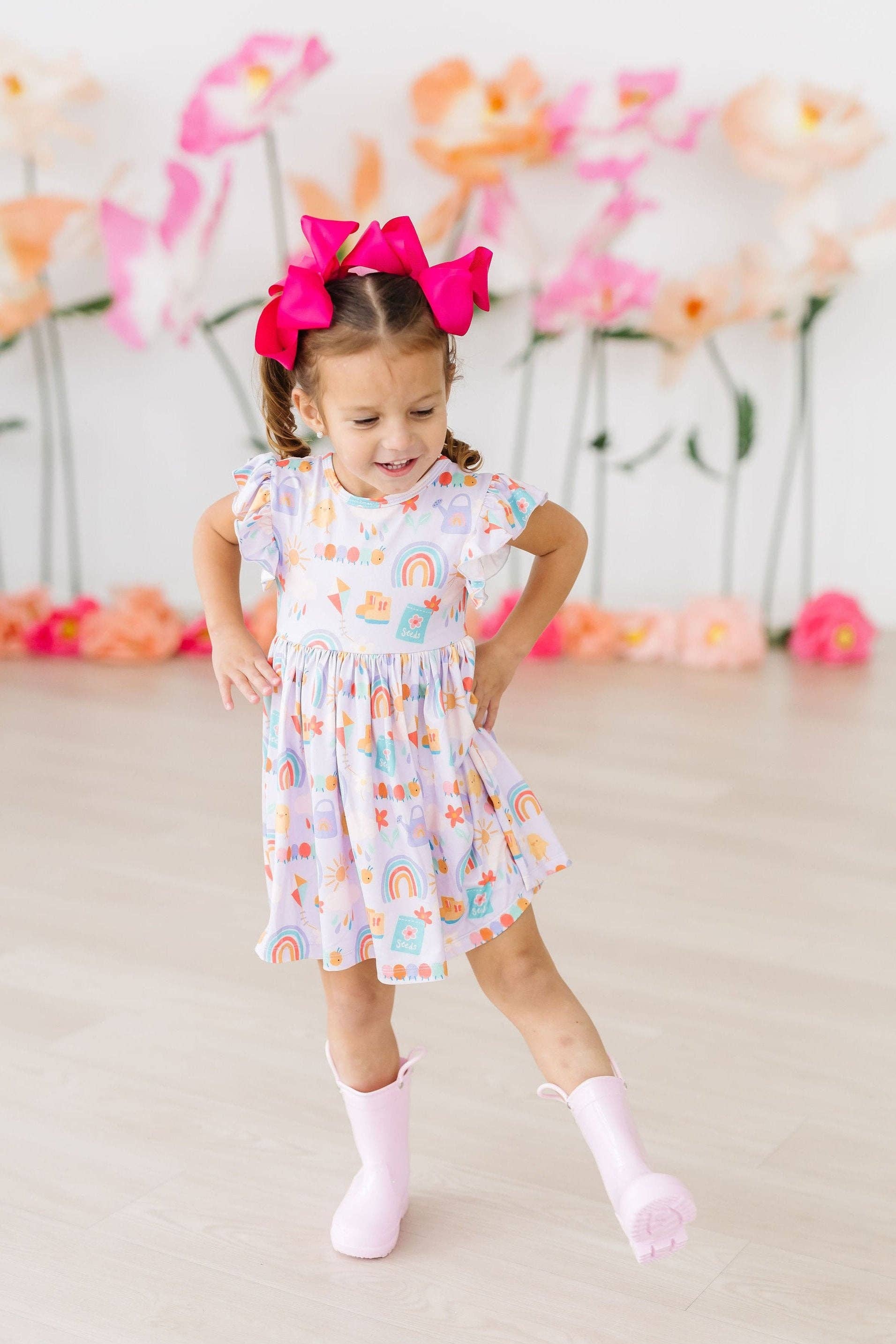 Mila & Rose - Rainy Day Flutter Sleeve Twirl Dress