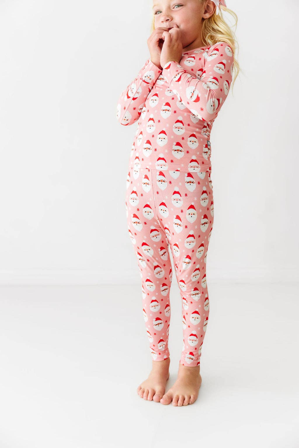 Macaron + Me Two Piece PJs - Pink Vintage Santa