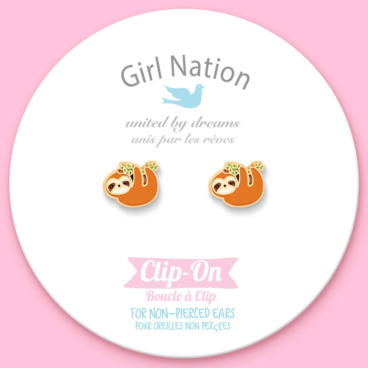 Girl Nation CLIP ON Earrings - Playful Sloth